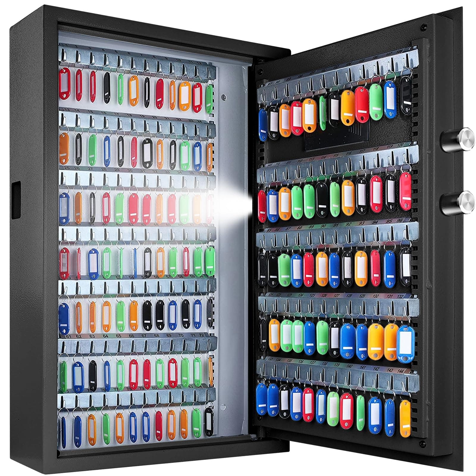 144 Position Key Lock Box Wall Mount with Combination Lock, Digital Key Cabinet Wall Mount, Adjustable Key Safe for Car, Hotels, Office, House