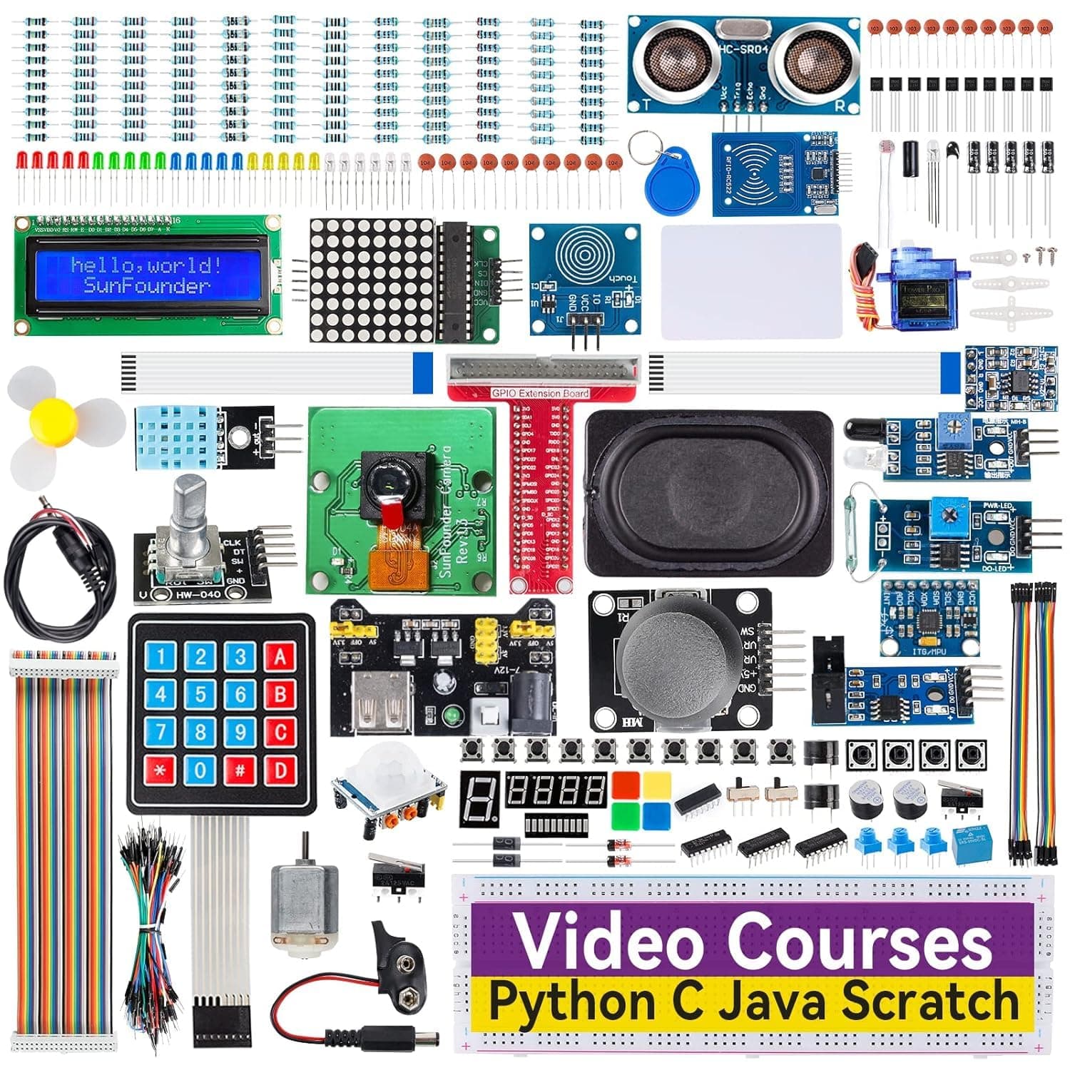 Raphael Ultimate Starter Kit for Raspberry Pi 5 4 B 3B B+ 400, Zero 2 W, RoHS Compliant, Python, C Java, Online Tutorials & Video Courses for Beginners (Raspberry PI NOT Included)