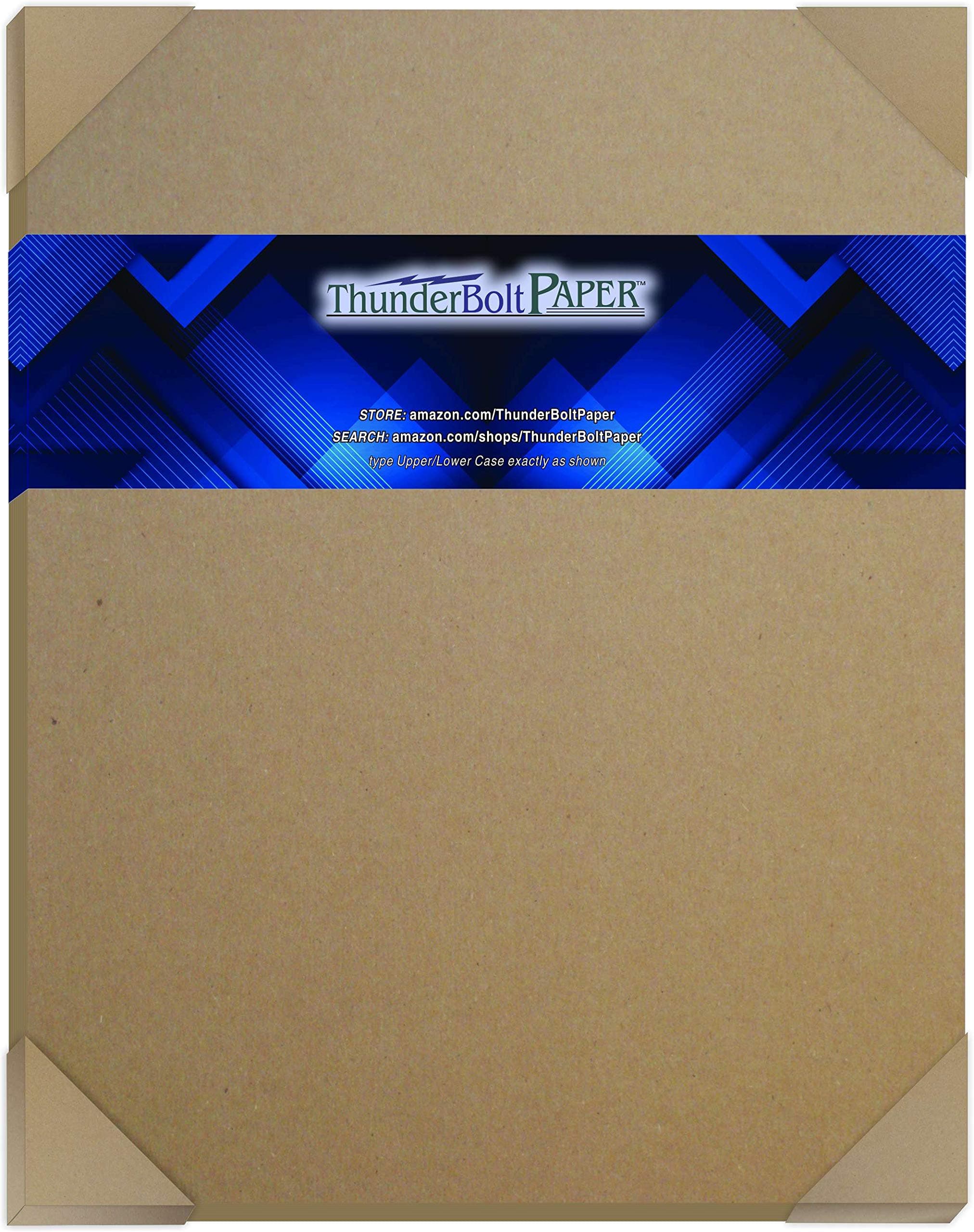 ThunderBolt Paper 50 Sheets Chipboard 24pt (Point) 11 X 14 Inches Light Medium Weight Scrapbook|Frame Size .024 Caliper Thick Cardboard Craft|Ship Brown Kraft Paper Board