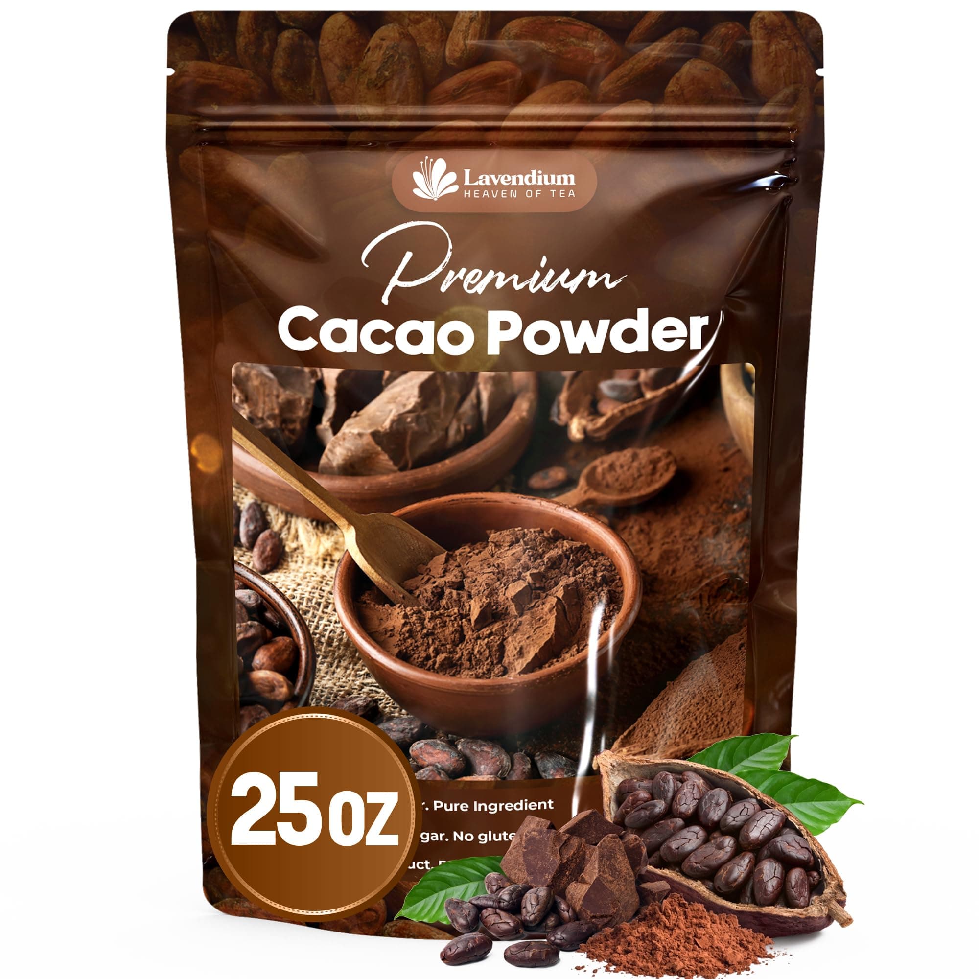 25oz (1.56 lbs) Cacao Powder, 100% Natural & Pure, Unsweetened, Rich Chocolate Flavor, Perfect for Baking & Smoothies No Additives, No Gluten, Vegan.