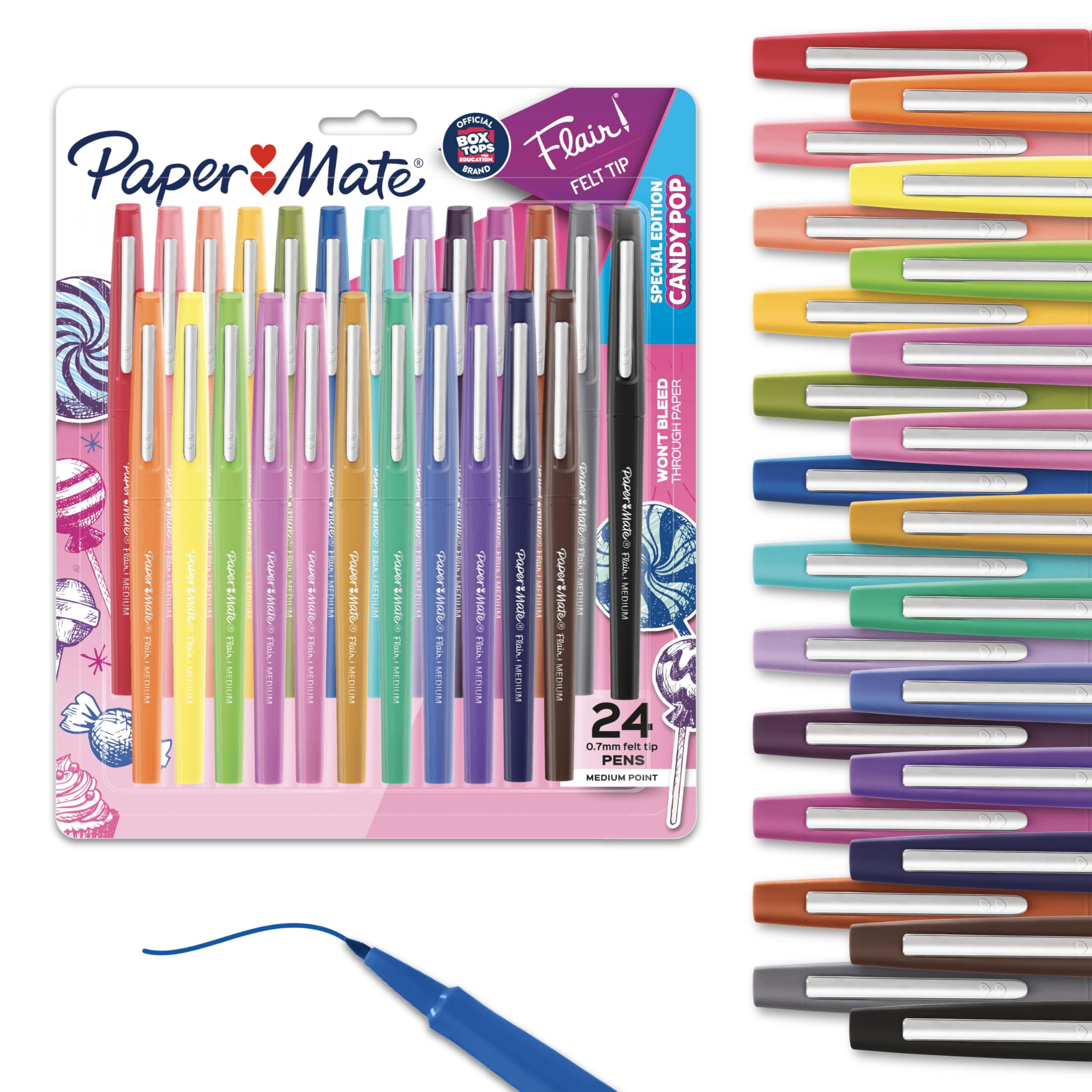 Felt Tip Pens Flair Marker Pens, Medium Point, Assorted, 24 Count