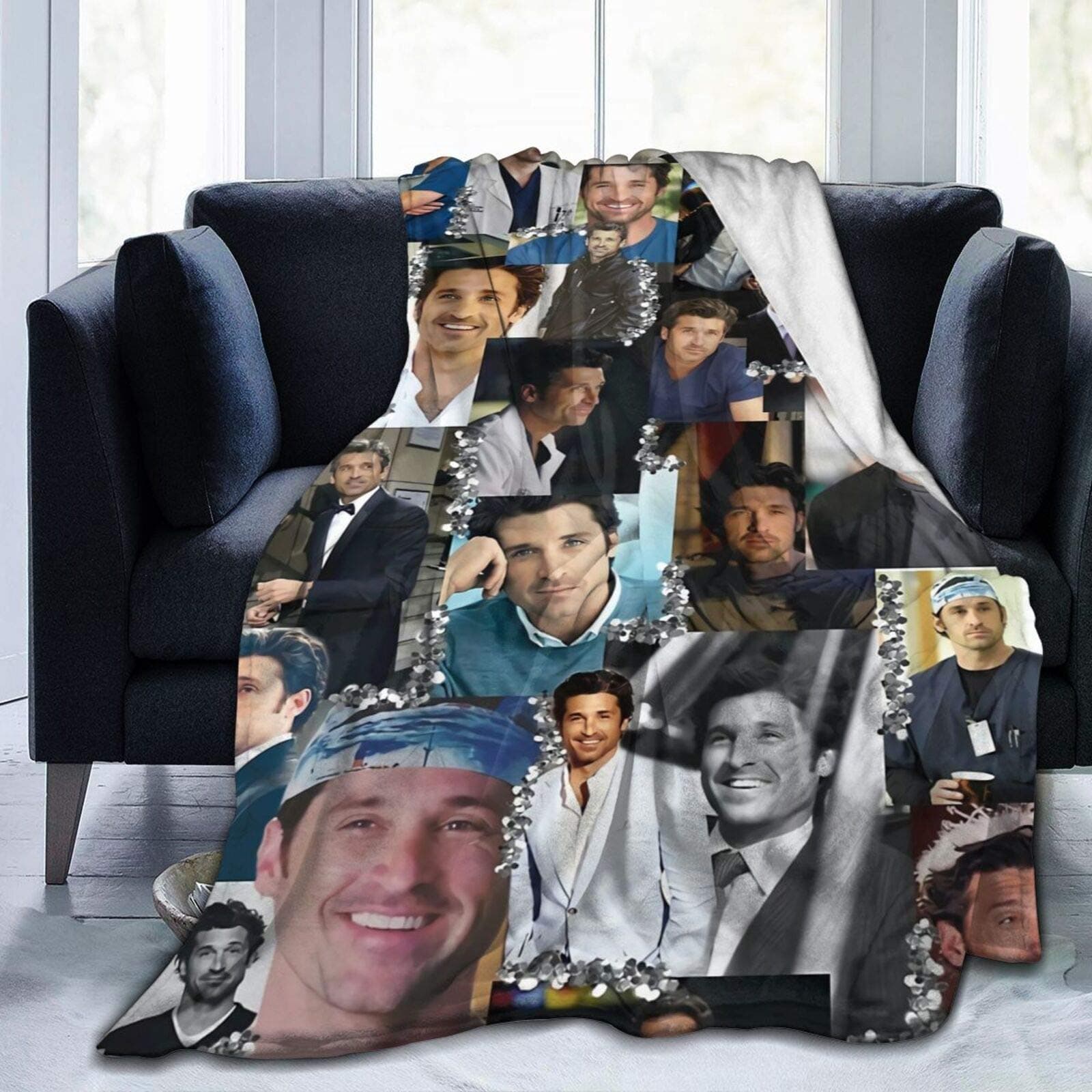 Patrick Dempsey as Derek Shepherd Soft and Comfortable Warm Throw Blanket Beach Blanket Picnic Blanket Fleece Blankets for Sofa,Office Bed car Camp Couch (50"x40")