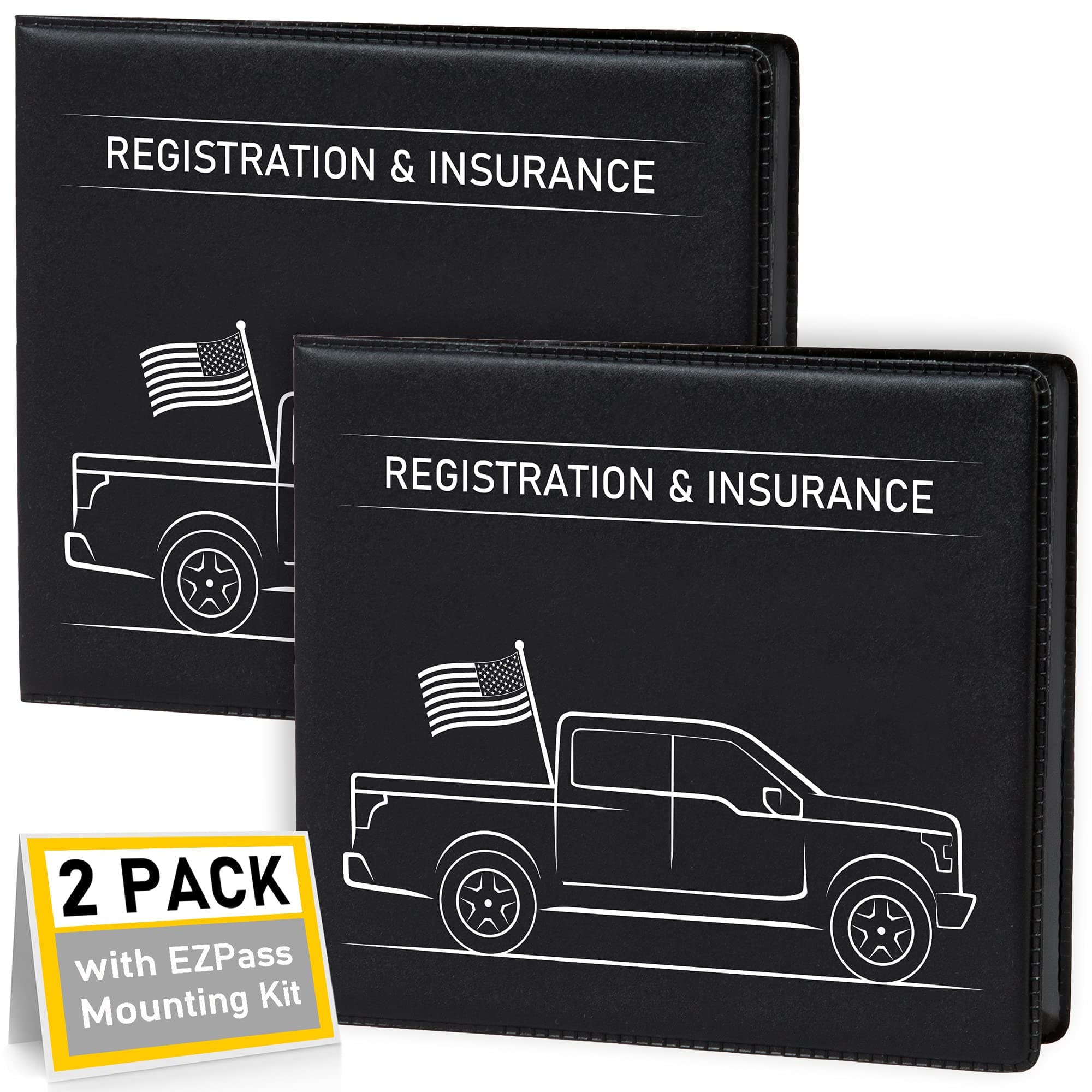 CANOPUS Auto Accessory Document Holder, 2 Pack (Black, PVC, Portable, EZ Pass Compatible)