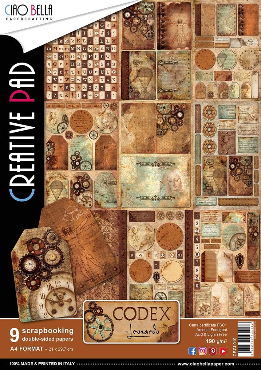 PAPER PPR P 9/PKG, us:one size, Codex Leonardo, 9 Designs/1 Each