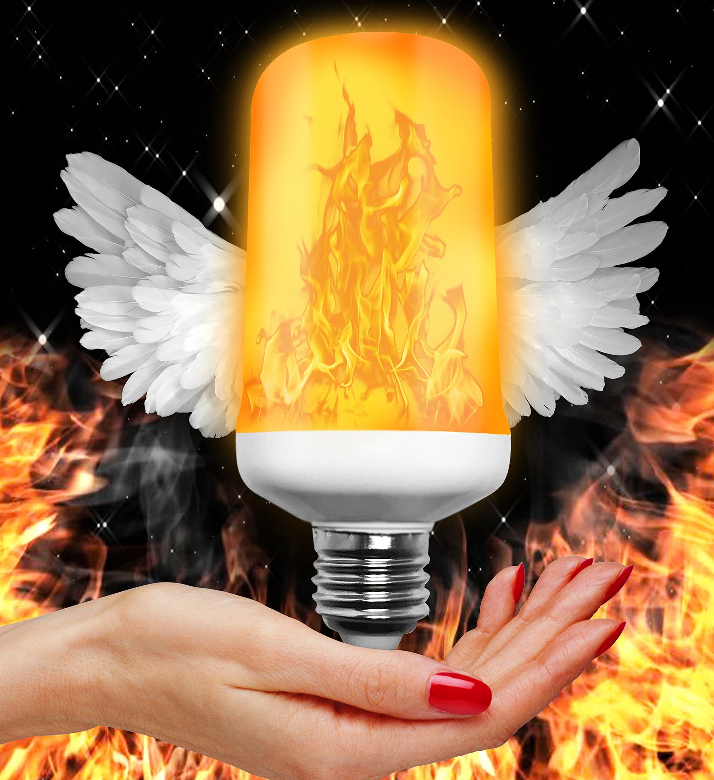 HEXTHER Flicker Flame Light Bulb, e26 LED Flame Effect Light Bulbs, 99pcs LED Beads Simulated Decorative Light Atmosphere Lightning Ambiance Flaming Light Bulb for Bar/Festival Home/Garden Decoration