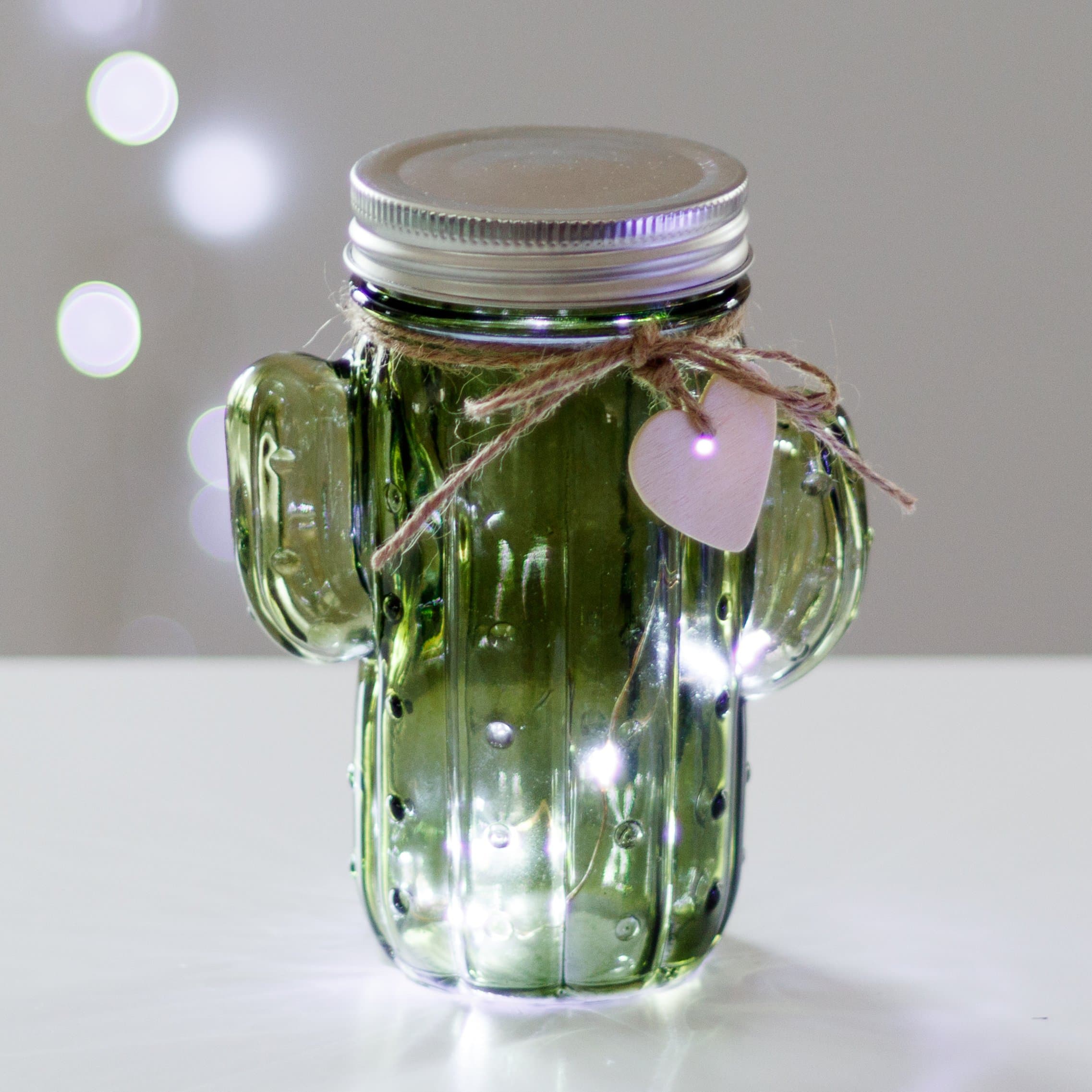 Green LED Firefly Cactus Jar