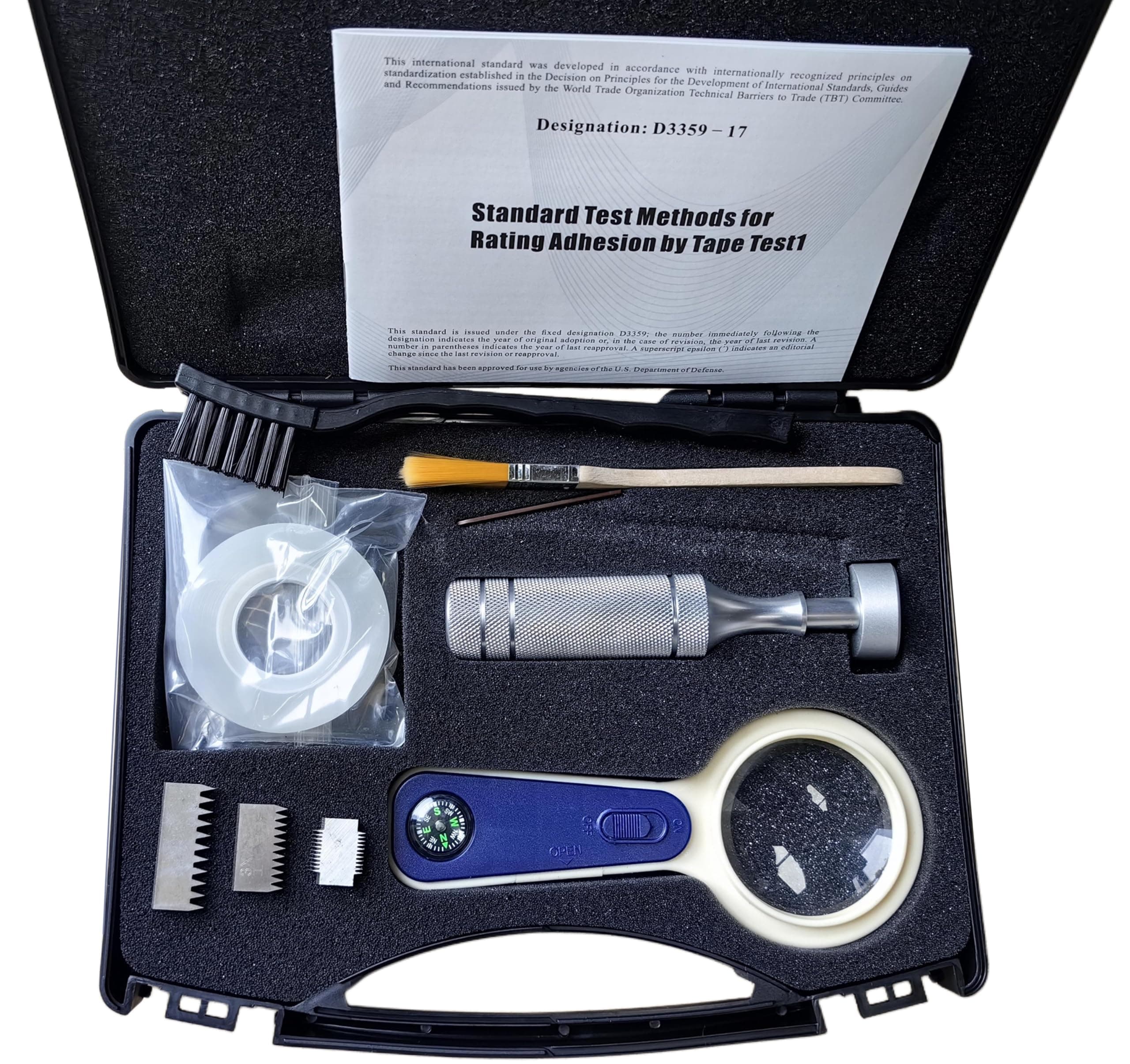 Professional Adhesion Tester Kit with Result Comparison Chart - 3-Blade Cross-Cut Tester for Paint, Coatings, Plating & Spray Finishes Surface Testing | ASTM Standards