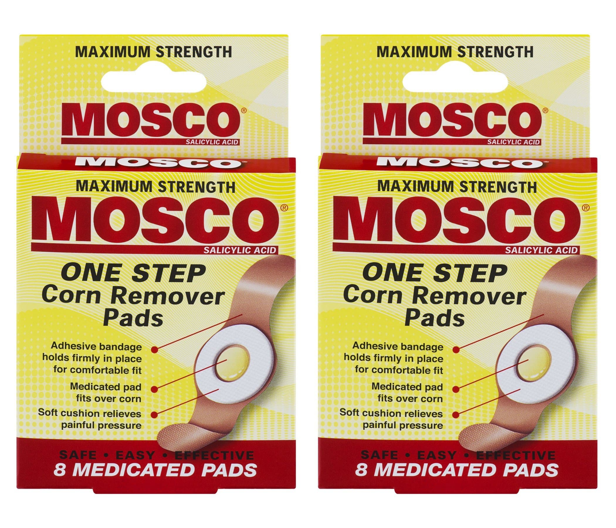 Mosco One Step Medicated Corn Remover Pads, Maximum Strength, 8-Count per Pack (2-Packs)