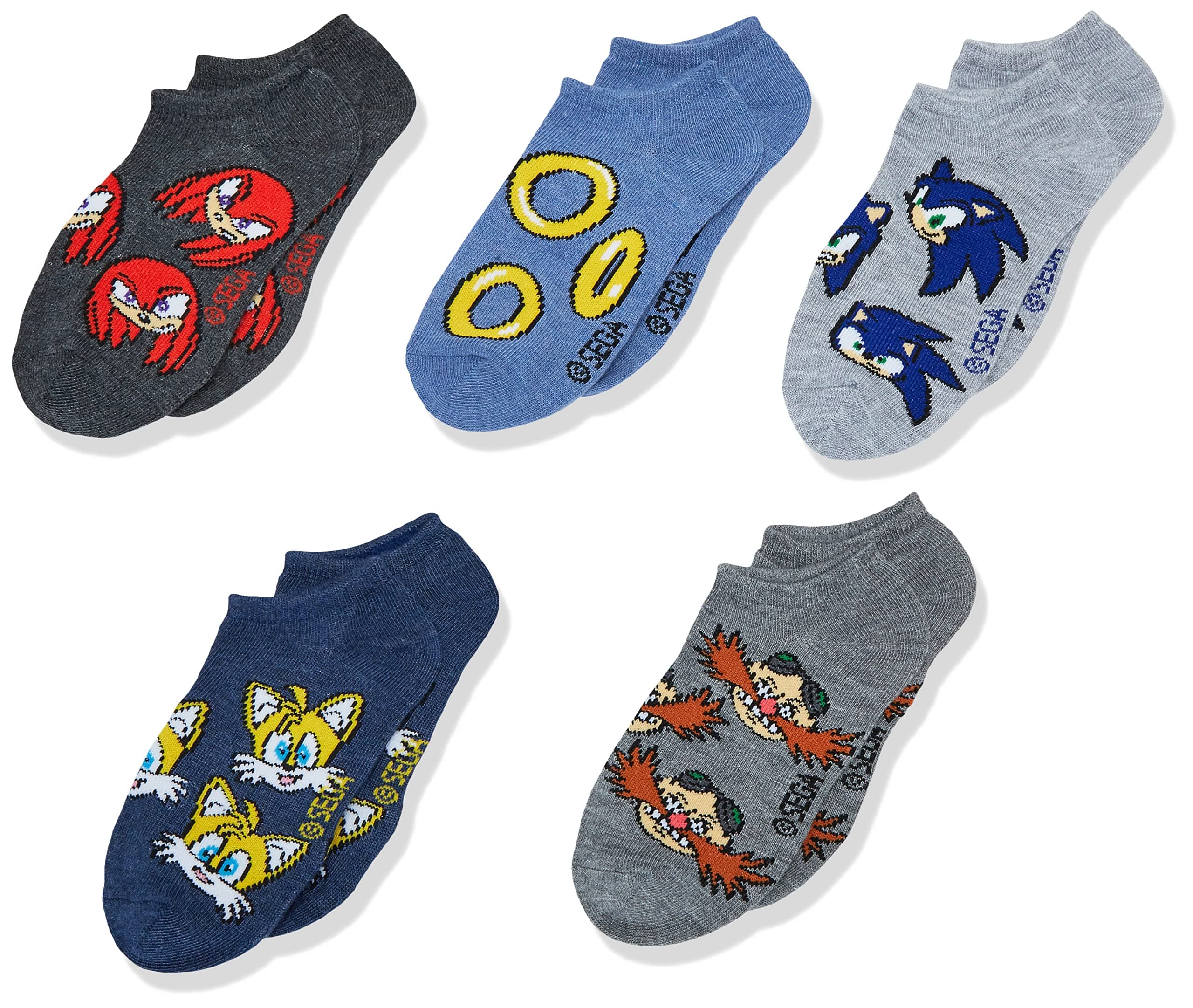 Sonic The Hedgehog boys 5 Pack No Show Socks