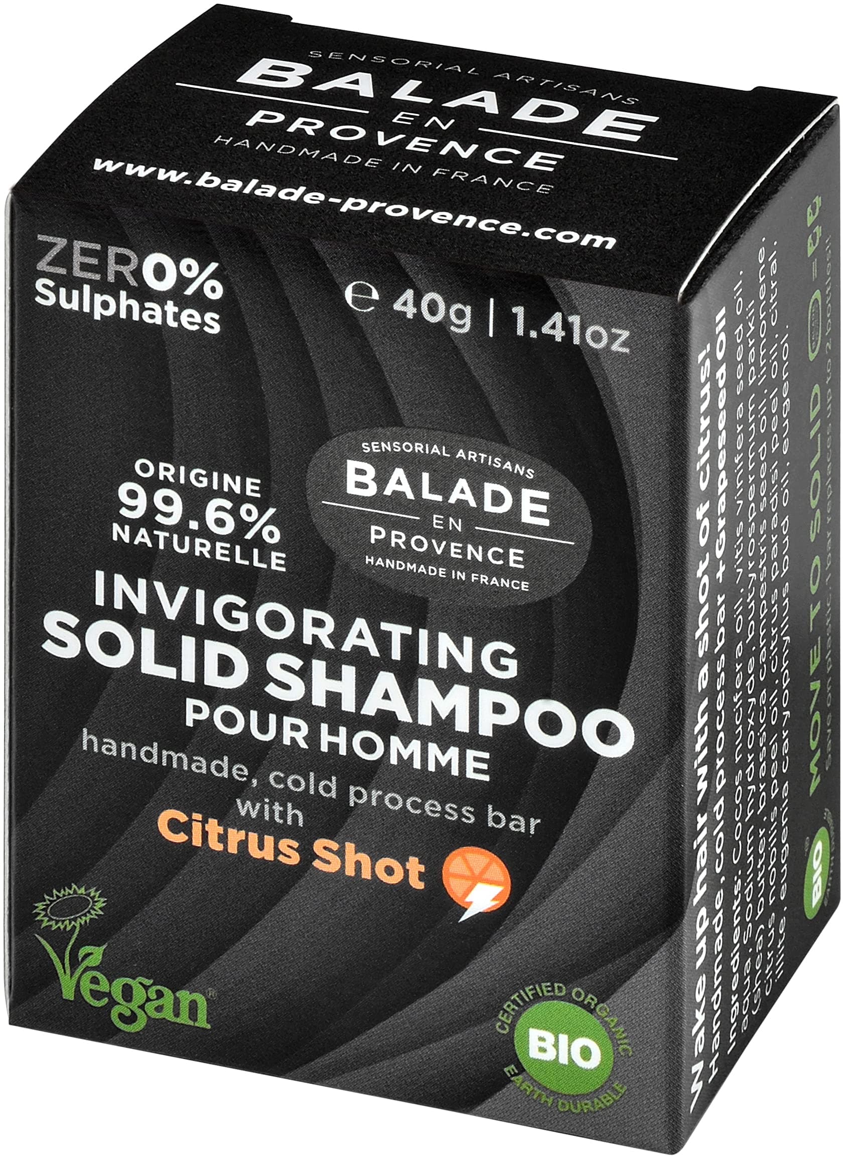 BALADE EN PROVENCE Invigorating Solid Shampoo Bar For Men 40G