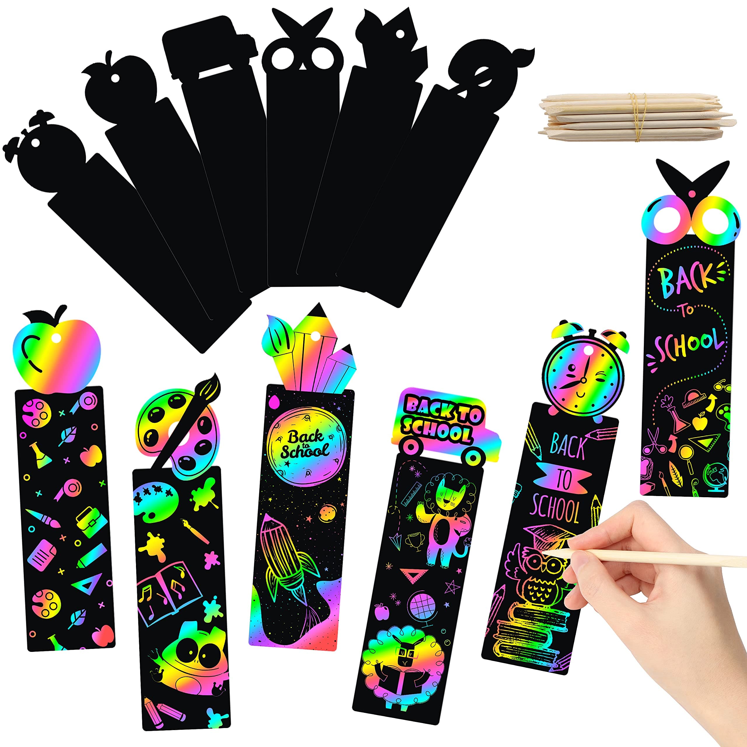 60Pcs Welcome Back to School Scratch Bookmark