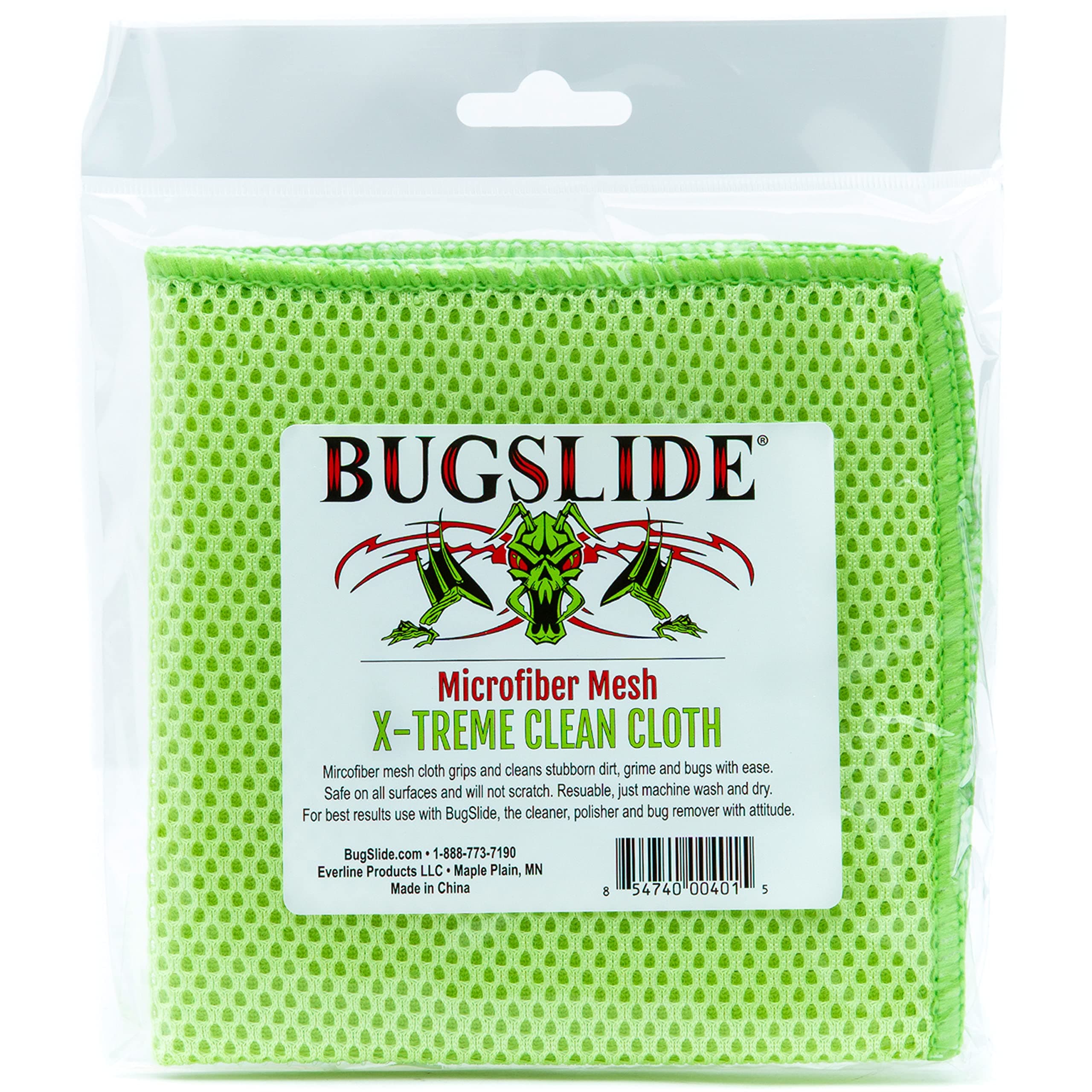 BugSlide Original Microfiber Mesh X-Treme Clean Cloth | Bug Remover for Automobiles | Reusable Cloth for Cleaning on All Surfaces