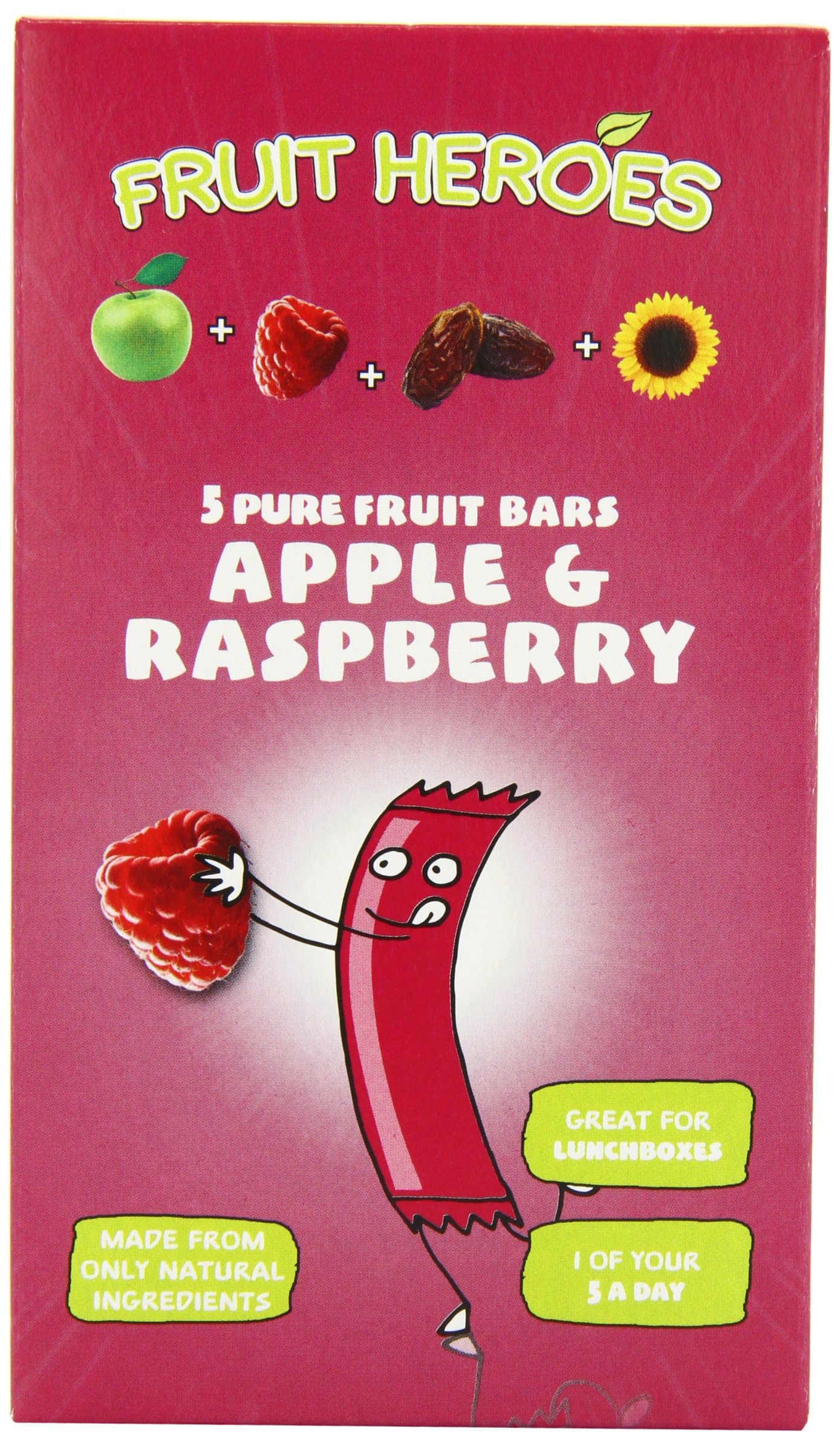 Fruit Heroes Apple Raspberry Fruit Bar Multipack 20 g (Pack of 3, Total 15 Bars)