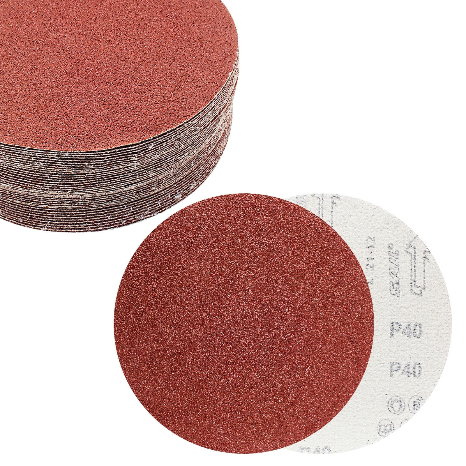 BokWin40PCS 7-Inch 40 Grit Hook and Loop Sanding Discs Sandpaper, Aluminum Oxide Sanding Disc for Drill Grinder Rotary Tools No Hole, Self Stick