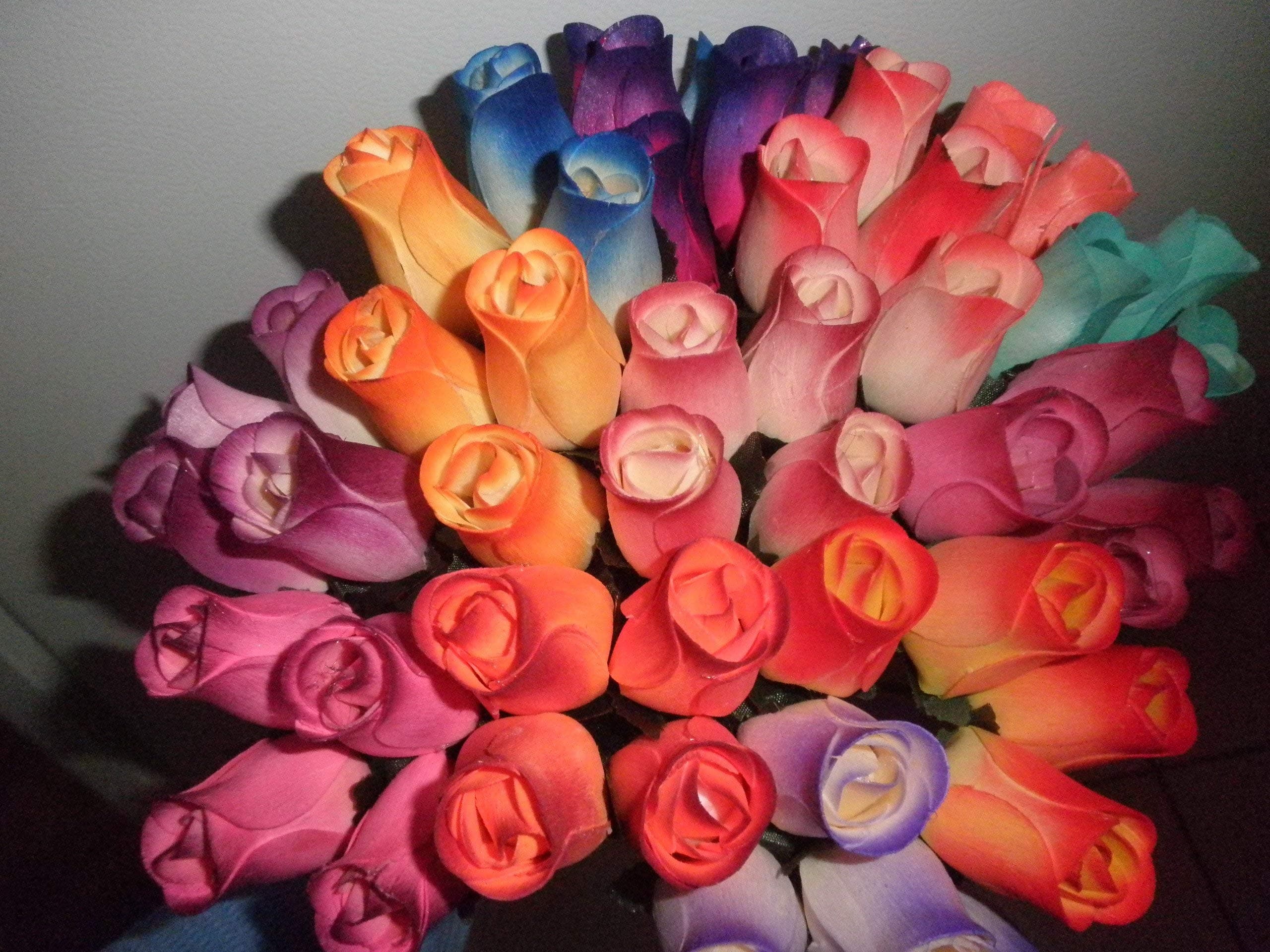 Wooden Roses One Dozen Assorted