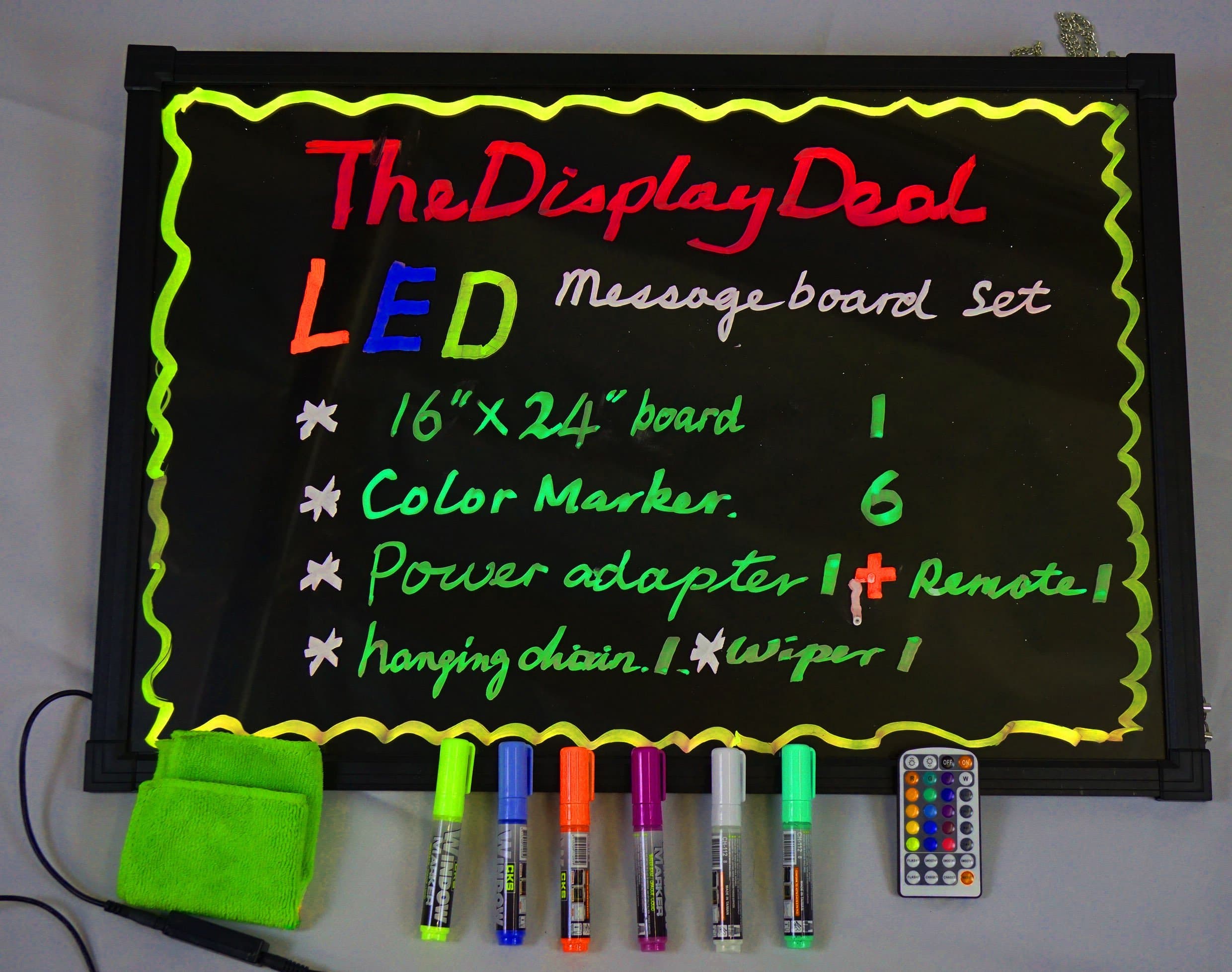 LED Illuminated Writing Erasable Message Board with Scratch Proof Panel and Accessories (Small 16"x24")