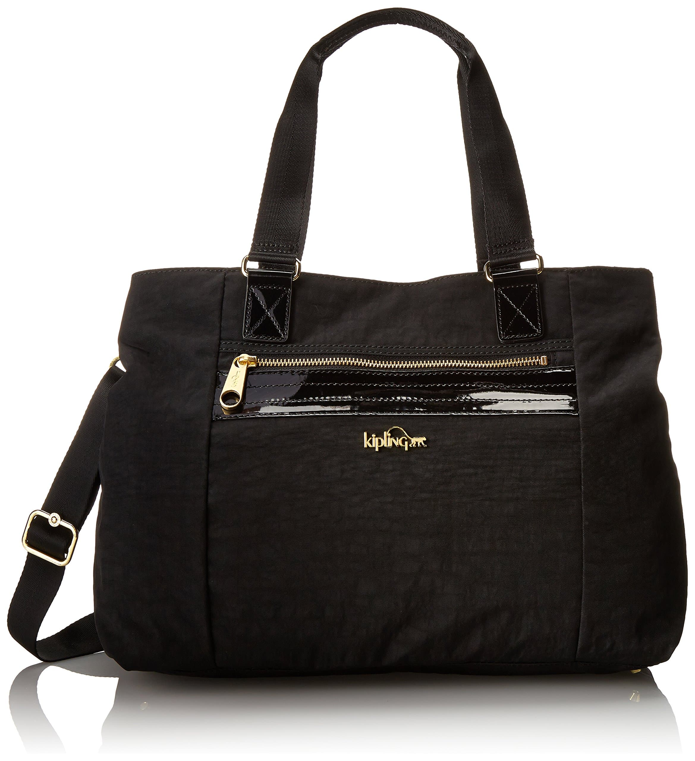 Kipling Women's Kellyn Solid Tote, Black Patent Combo, One Size
