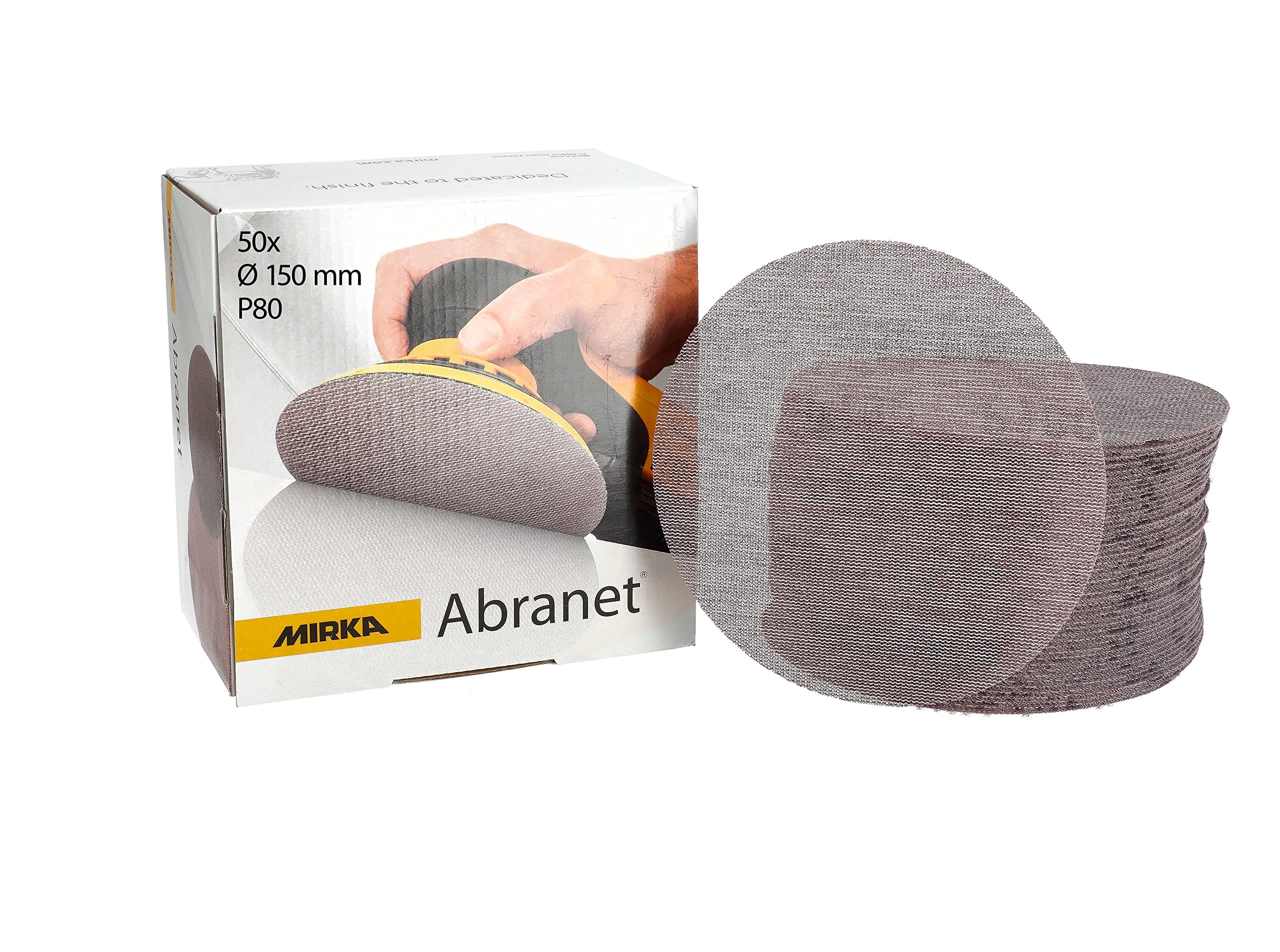 Abranet net sanding disc Ø 150 mm Hook & loop/Grit P80 / 50 pcs/for sanding wood, walls, metal, aluminium, stainless steel, filler, varnish, plastic / 5424105080
