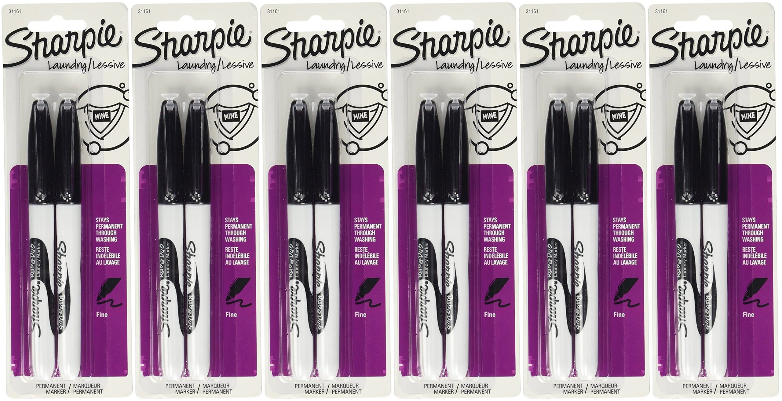 Rub-A-Dub Fine Point Laundry Marker, Black, 2 Count (Pack of 6) 12 Markers Total