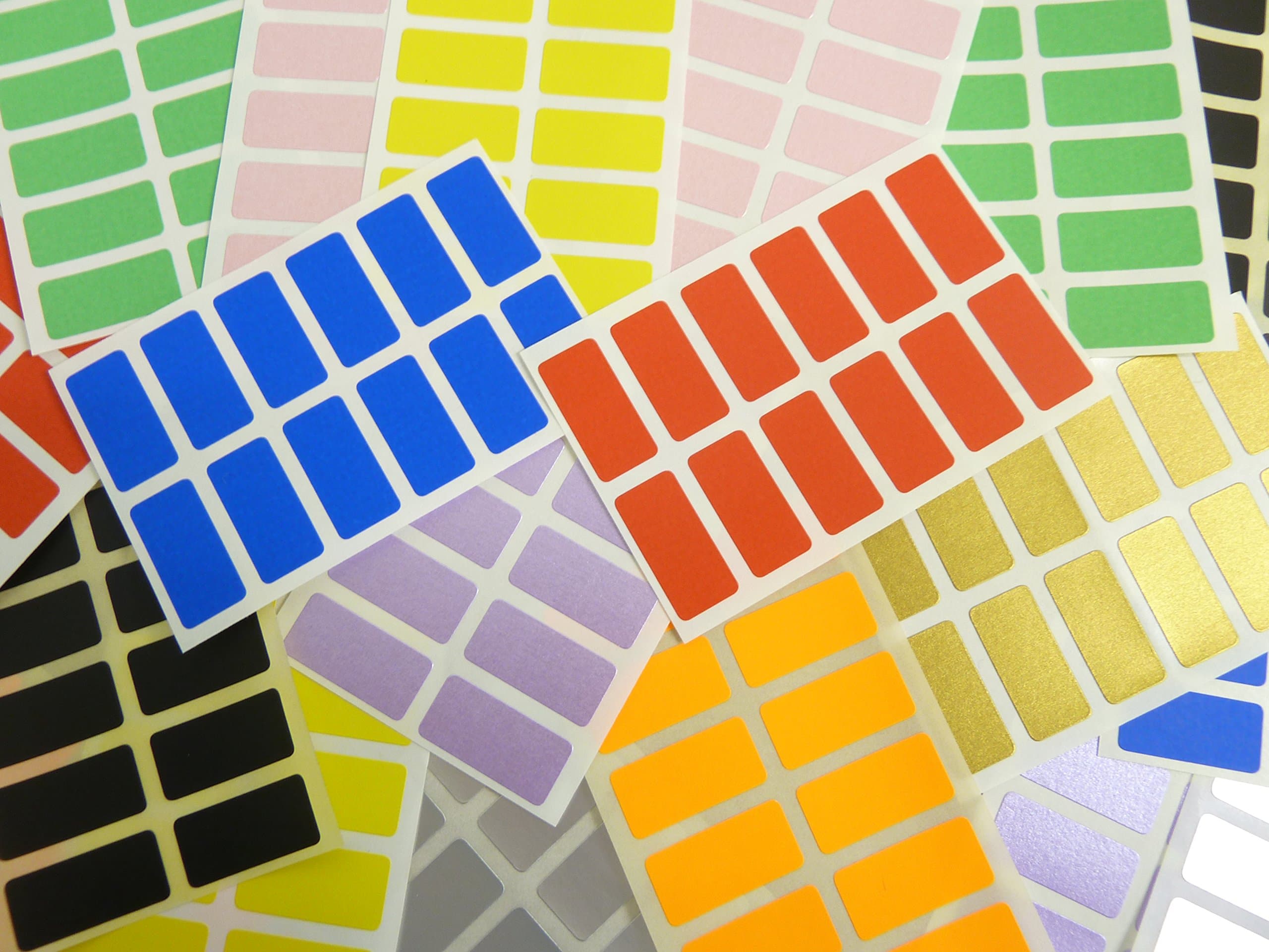 25x12mm (1" x 0.5") Rectangular Mixed Coloured Colour Sticky Labels, Colour Code Stickers - 10 Colours (240)
