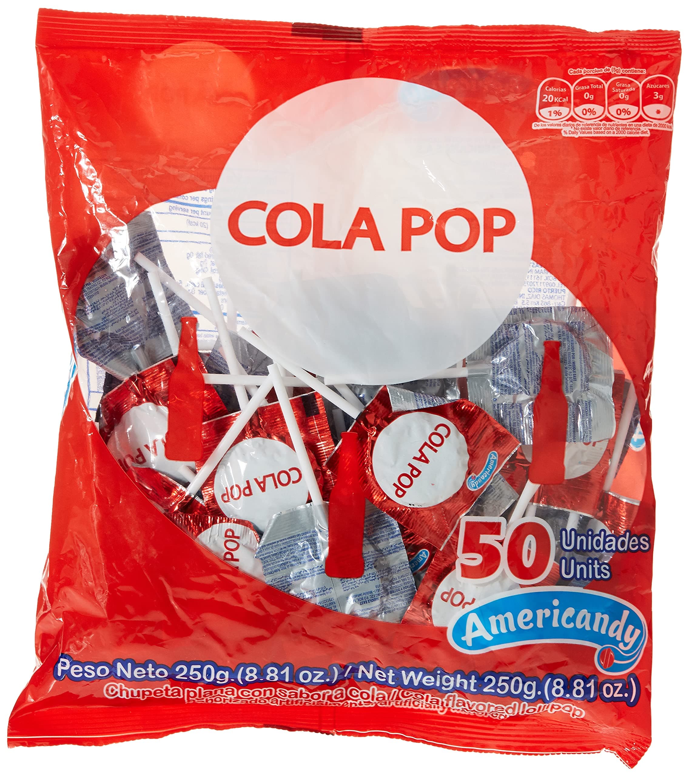 Americandy Cola Pop Candy, 250 gm