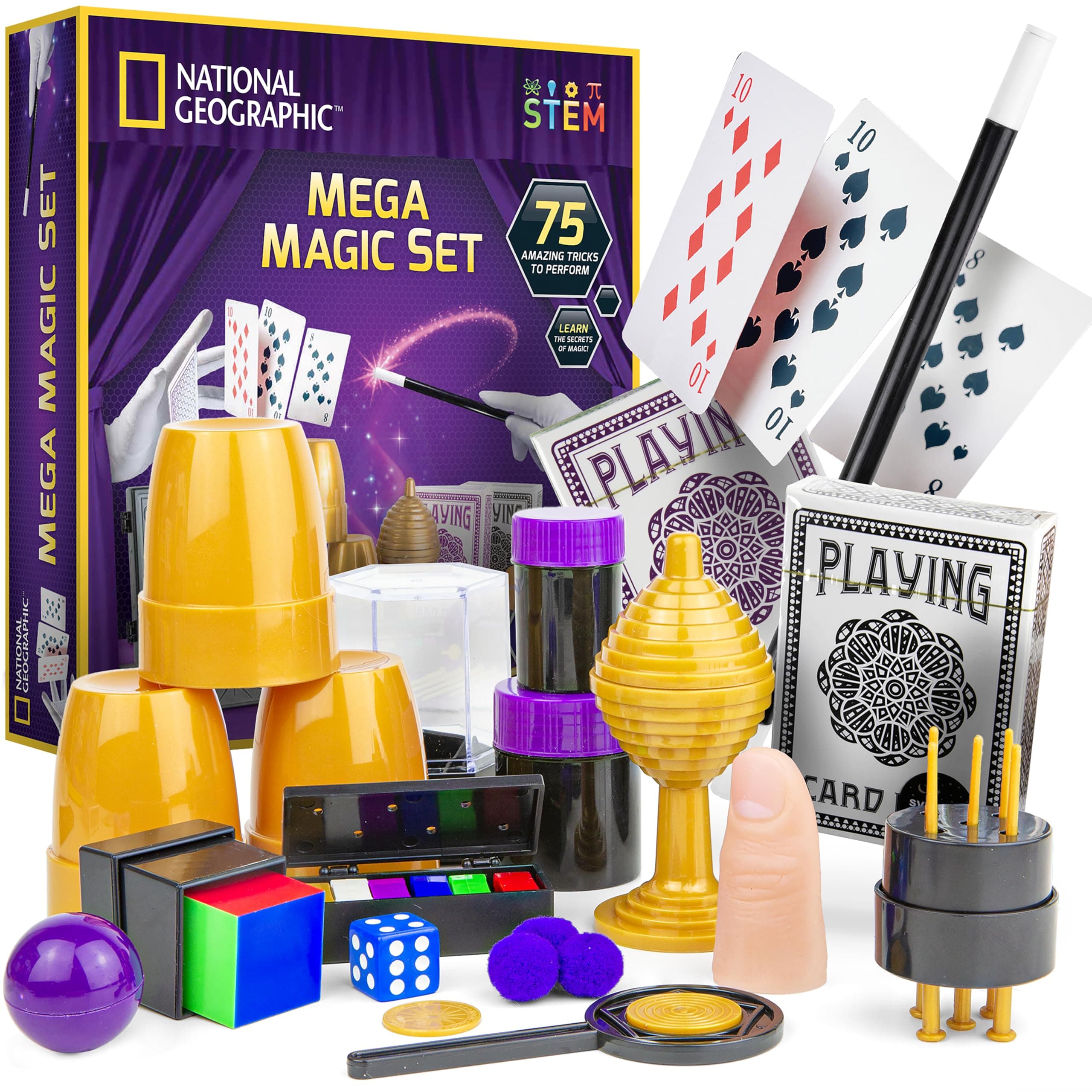 National Geographic Mega Magic Set-More Than 75 Magic Tricks For Kids To Perform With Step-By-Step Video Instructions For Each Trick Provided By A Professional Magician (Amazon Exclusive)Multi
