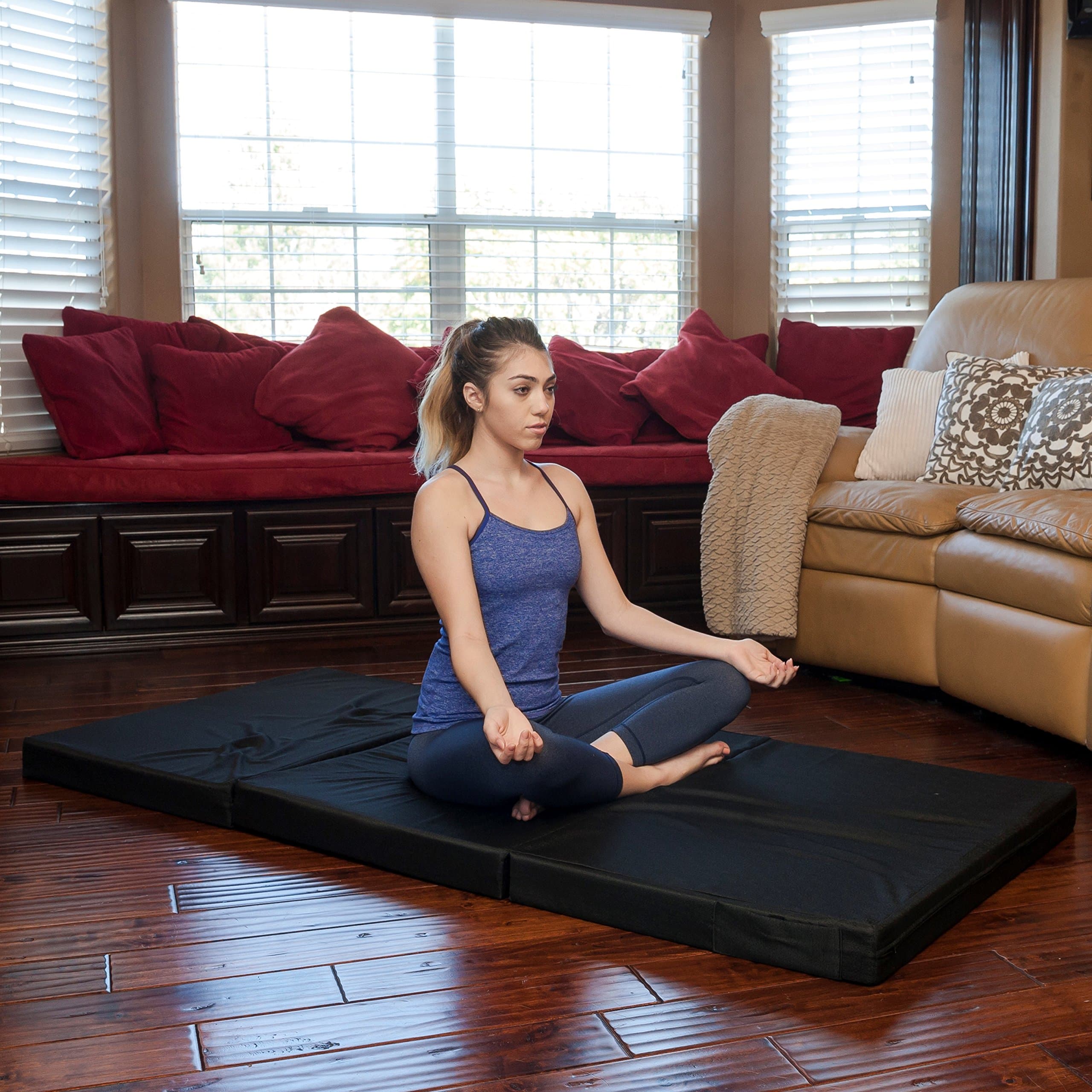 Integrity Bedding Tri-fold Portable Foam Camping Sleeping Exercise Sleepover Mat Pad with Free Memory Foam Pillow (Extra-Large)