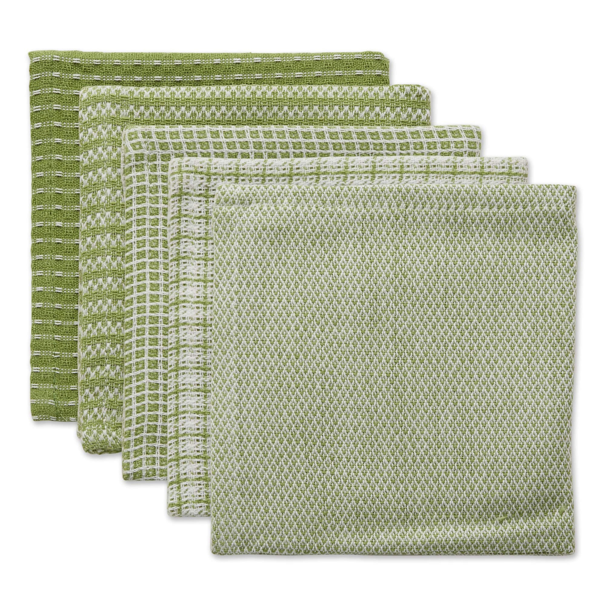 Everyday Kitchen Collection Assorted Dishcloth Set, 12x12, Antique Green, 5 Count