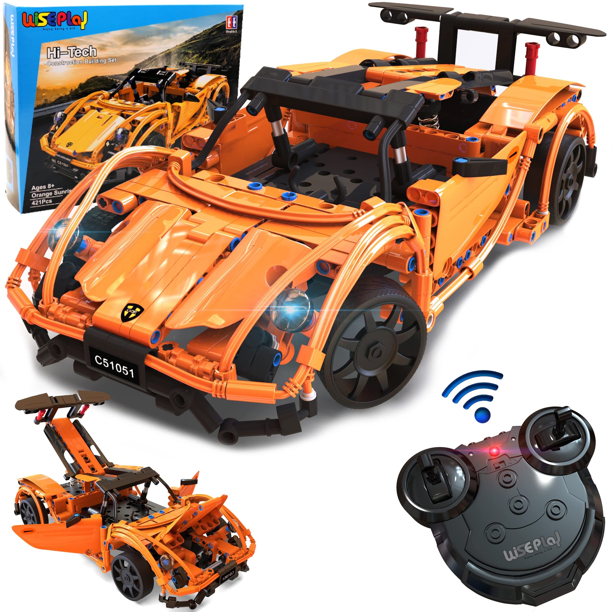 STEAM Building Block RC Car Set 421 PCS - STEM Projects for Kids Ages 8-12 - Build Your Own RC Car