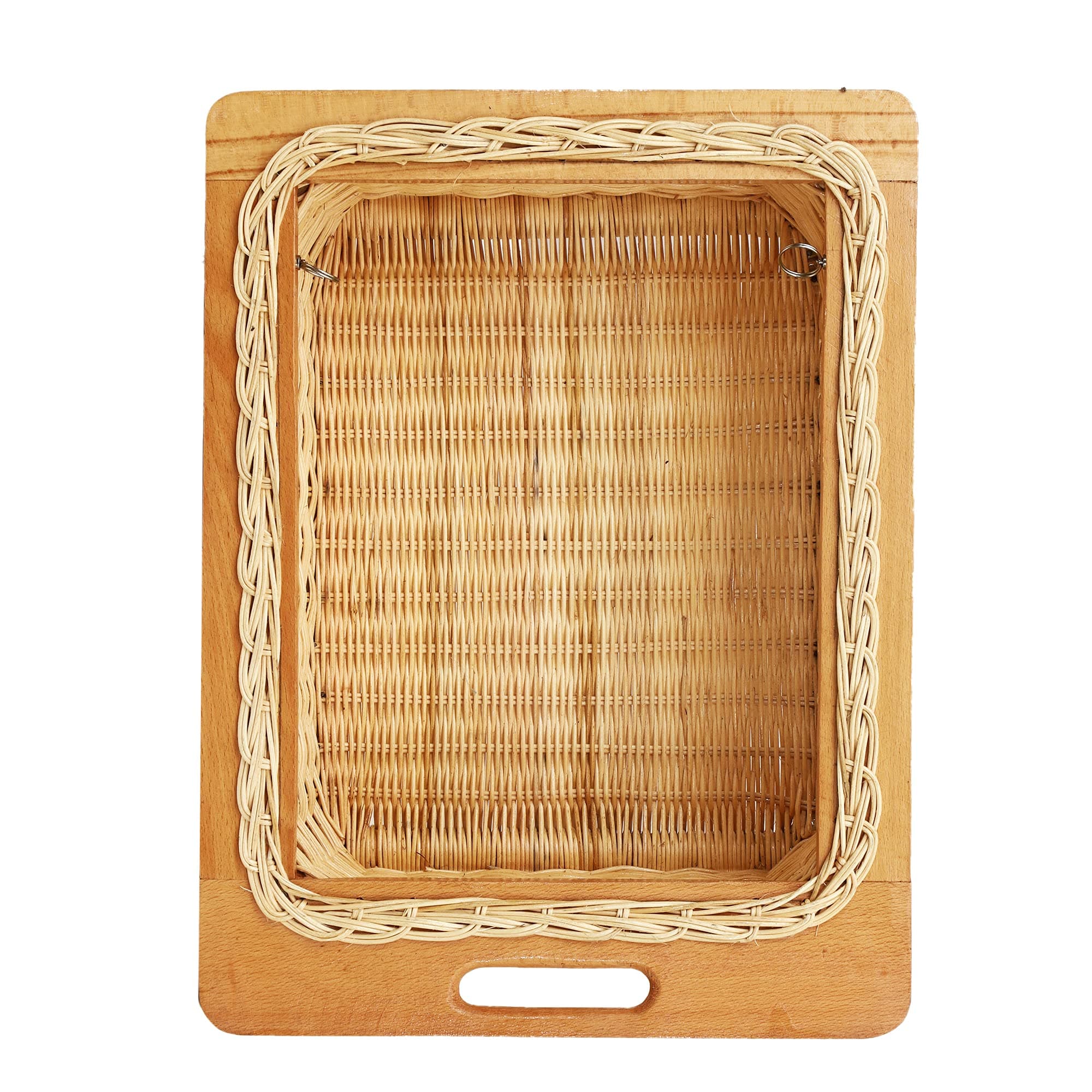 AKWAY Wicker Basket For Modular Kitchen | Pull Out Basket for Onion, Potato (16.5" W (414mm) x 20" L x 4" H, Beige)