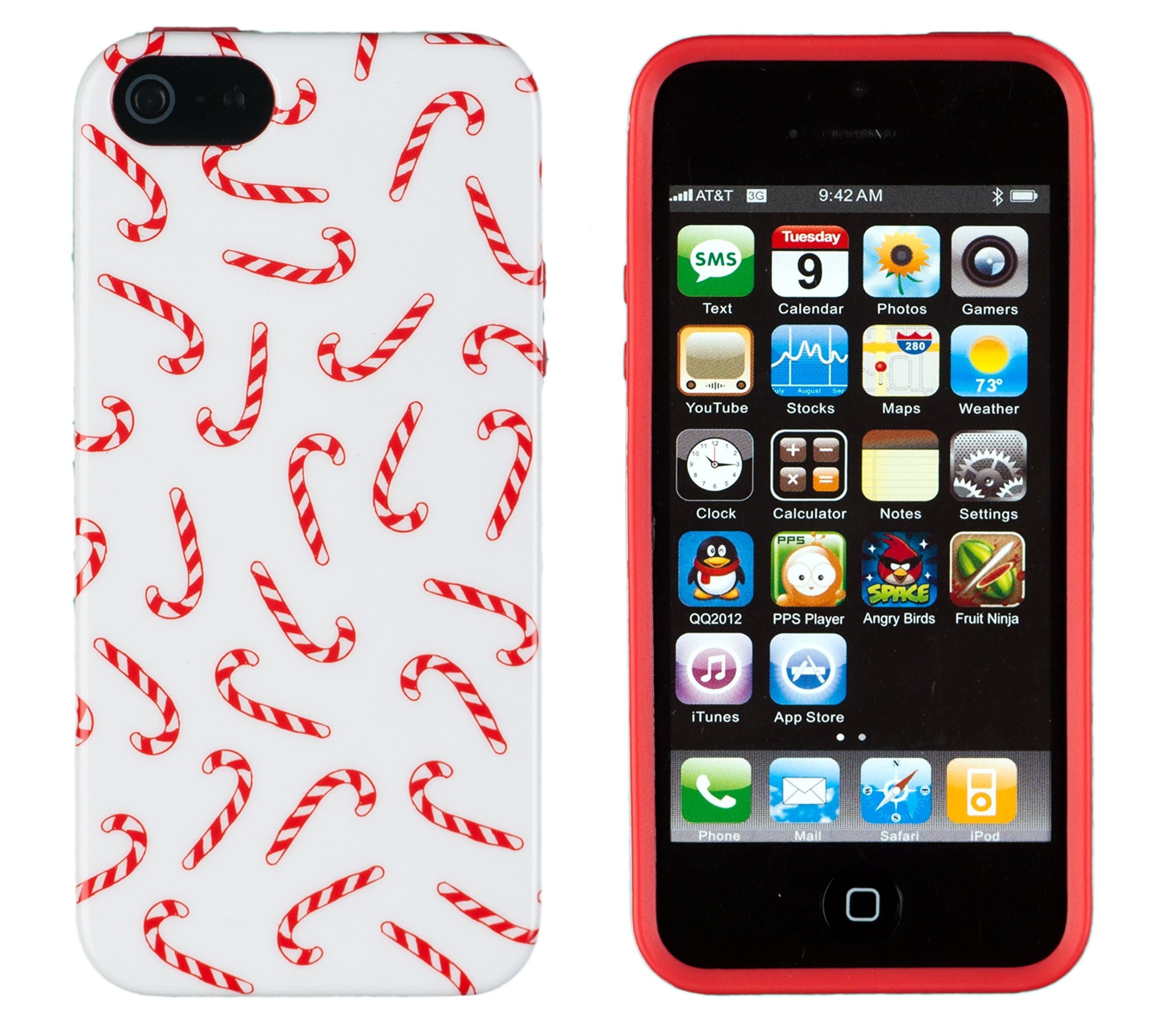 iPhone 4S Case, DandyCase PERFECT PATTERN *No Chip/No Peel* Flexible Slim Case Cover for Apple iPhone 4S / 4 - LIFETIME WARRANTY [Red & White Christmas Candy Canes]