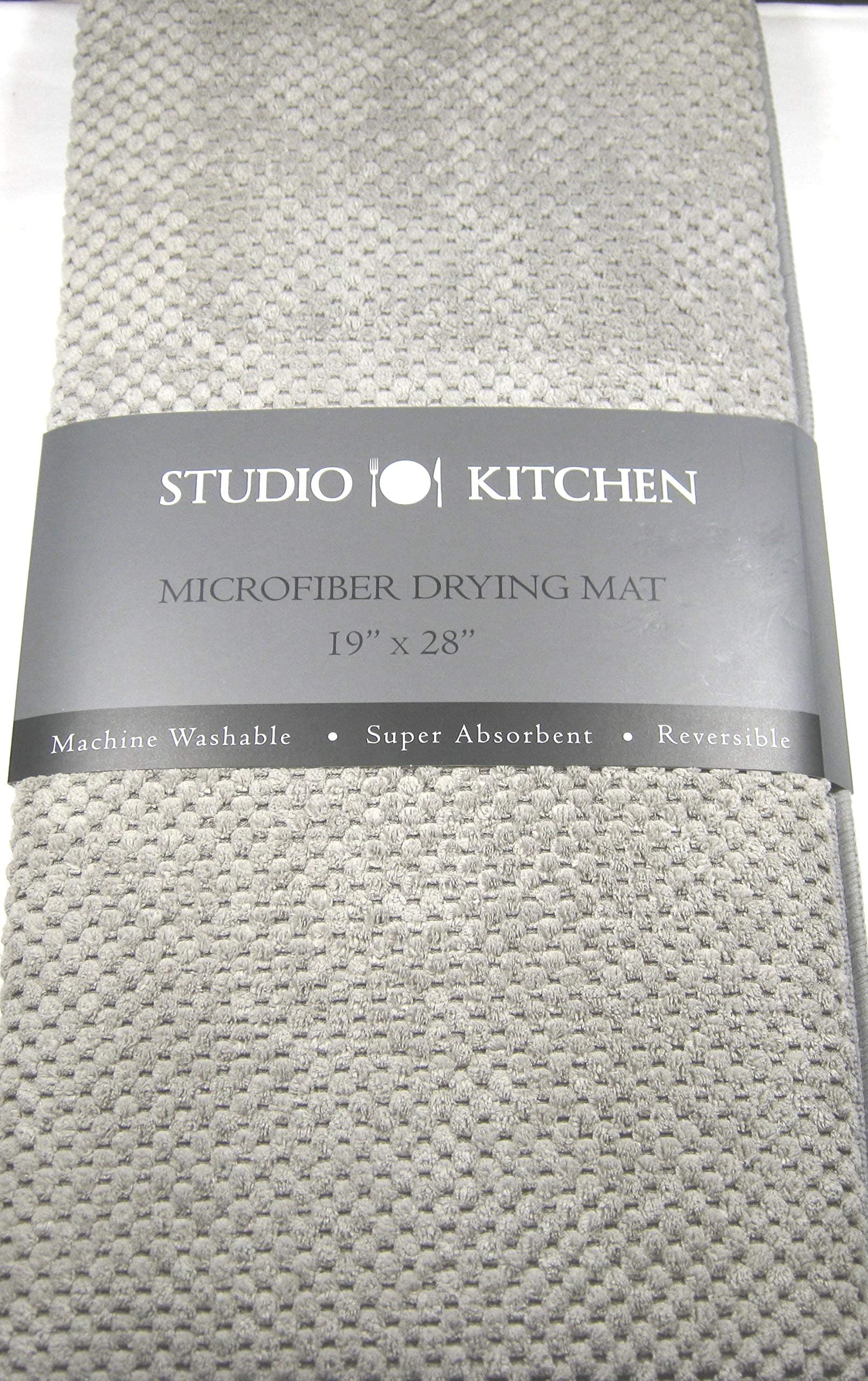 Studio Kitchen XLarge Microfiber Dish Drying Mat Super Absorbent and Reversible 19" X 28" Light Gray