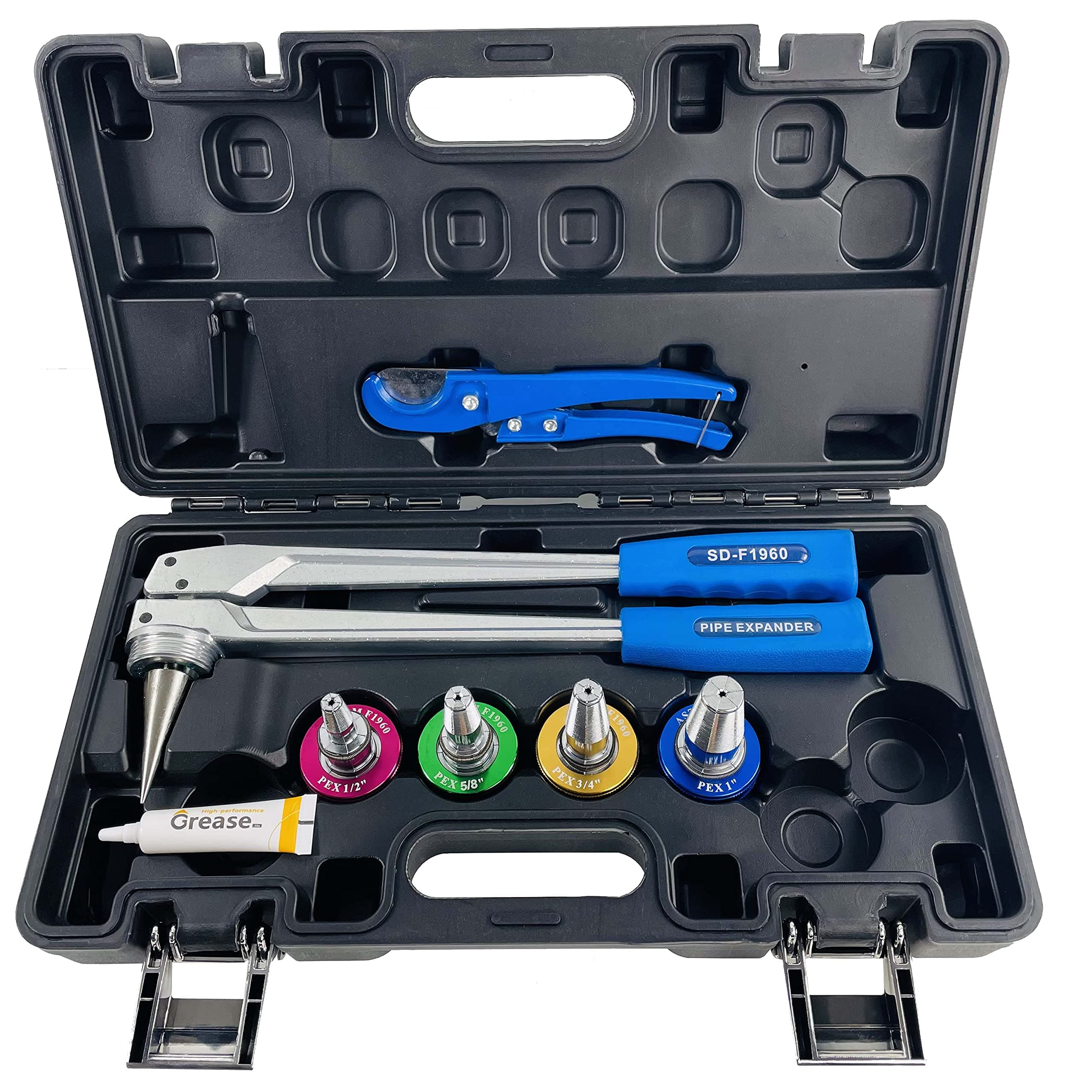 IBOSAD Manual PEX Pipe Expander Tool Kit with 1/2",5/8",3/4",1" Expansion Heads for Propex Expansion Meets ASTM F1960 Standard PEX Coupling Fitting Radiant Heat