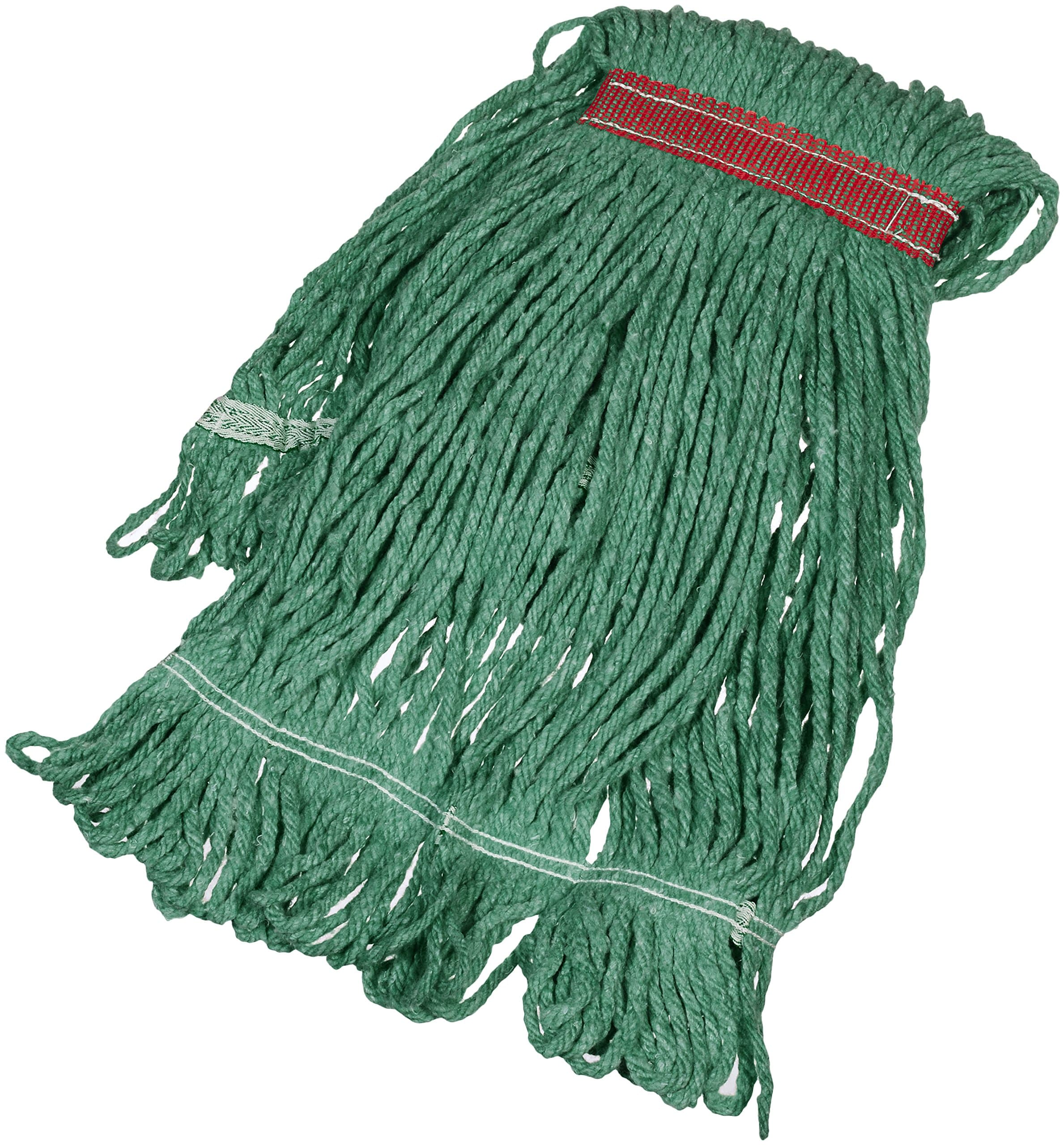 Amazon Basics Loop-End Synthetic Mop Head, 1.25-Inch Headband, Small, Green - 6-Pack