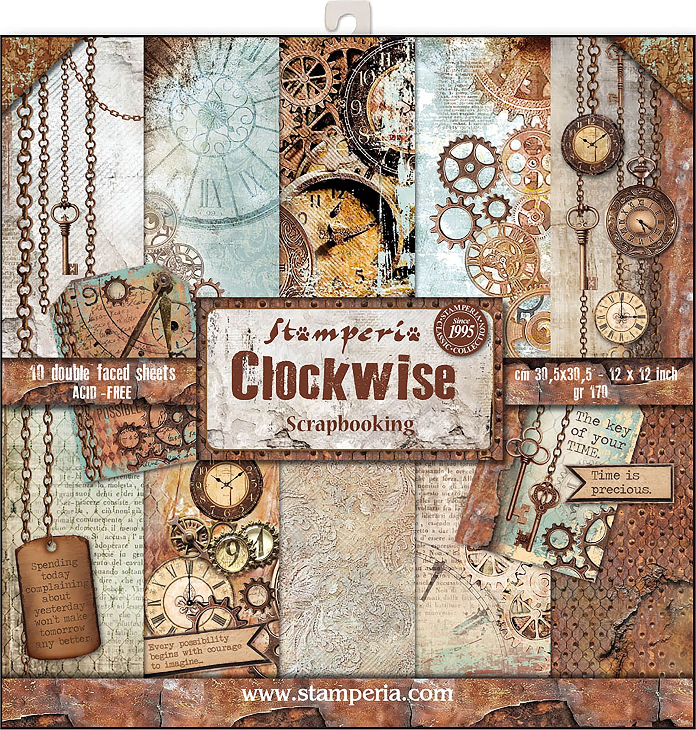 Stamperia Double-Sided Paper Pad 12"X12" 10/Pkg-Clockwise