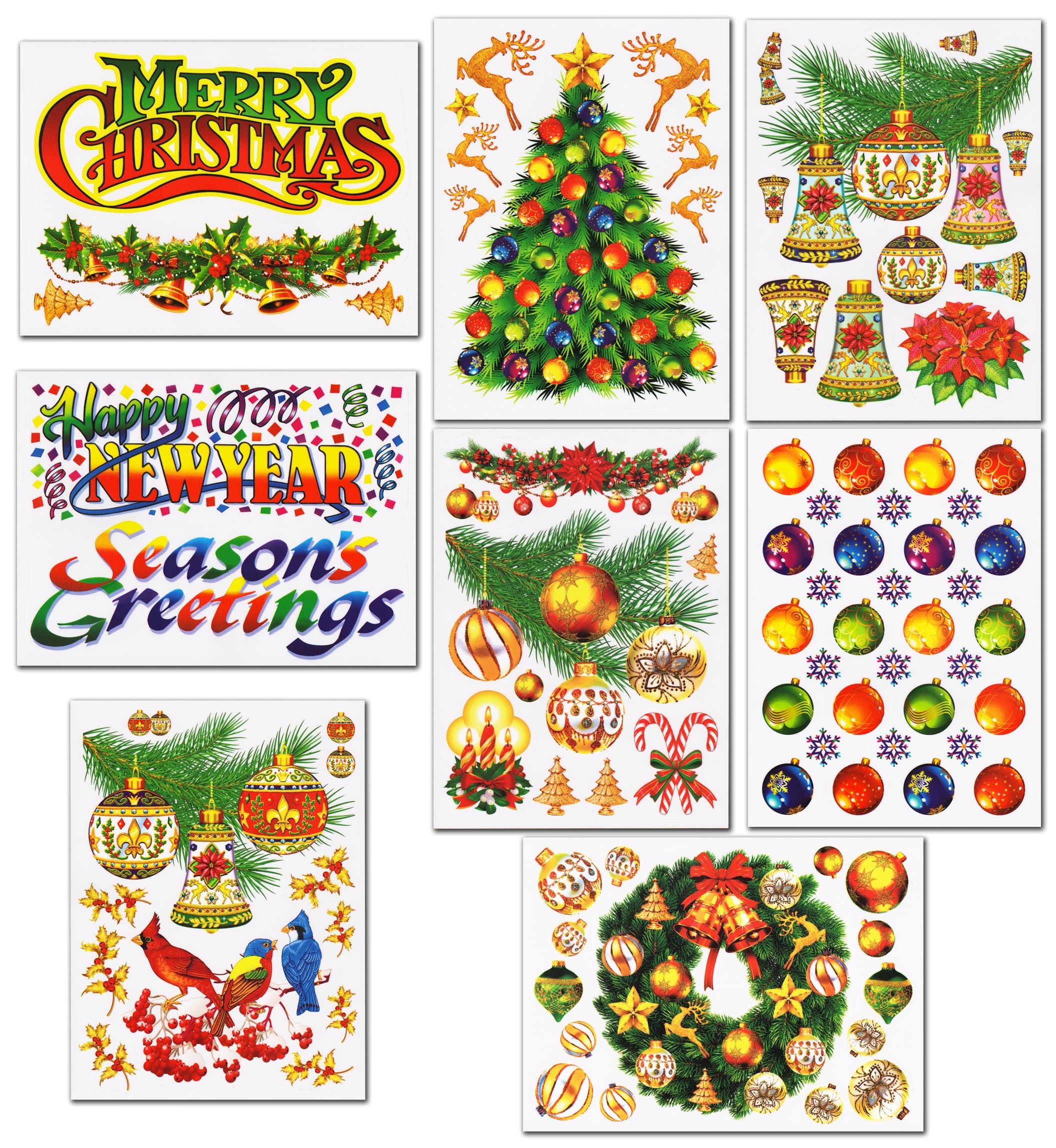 Christmas Wall Clings Decals Decorations Kit