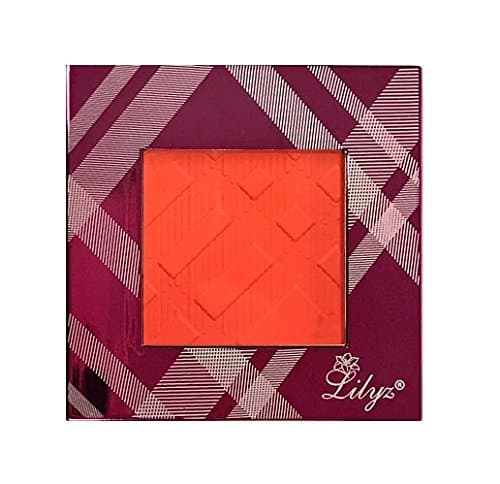 Lilyz Multi-Function Matte Eyeshadow Blusher Blush Bronzer Face Contour Compact with Hot Pink High Shine Case 3.5g (01# Coral Orange-Hot Pink Case)