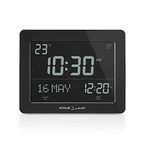 ALFAJR Modern Design Wall and Table Clock (Black)