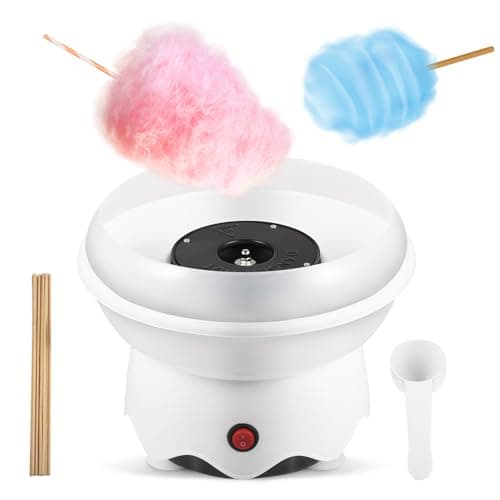Mini Cotton Candy Maker Machine - Easy to Use & Clean, Quiet Floss Maker for Kids, Birthday Party, Home Use - Includes Sugar Scoop & Bamboo Sticks (Sugar Not Included)