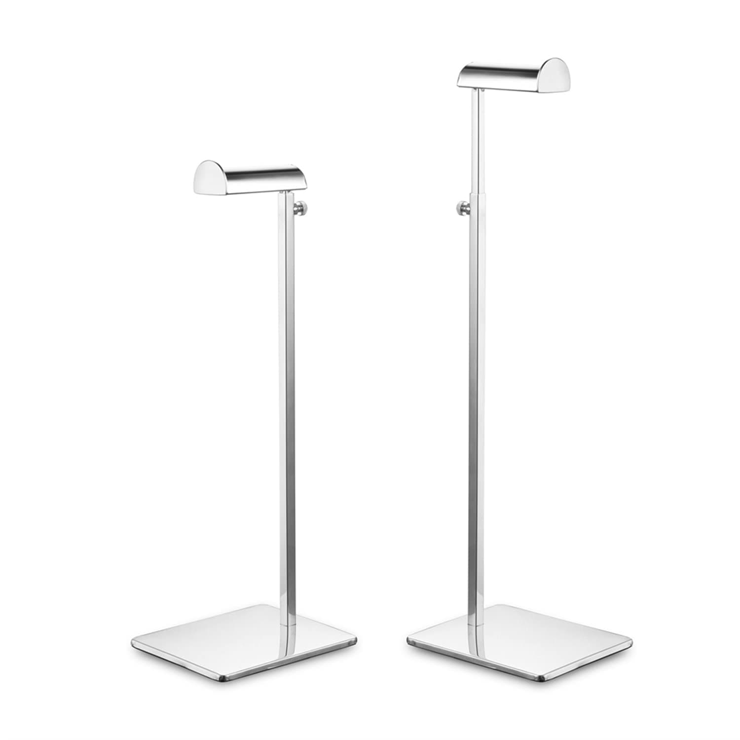 Chrome Purse Display Stands - Set of 2 Adjustable Height Purse Display Stand - Metal Polished Silver Handbag Display Stand Set - Single Hanging Hook Bag Stand for Boutique Store