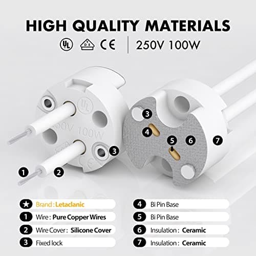 10-Pack G4 Light Socket, MR16 Socket, Letaclanic LED Halogen Lamp Ceramic Wire Plug Socket Adapter G4 MR16 MR11 GU5.3 GU6.35 Socket (Pack of 10)