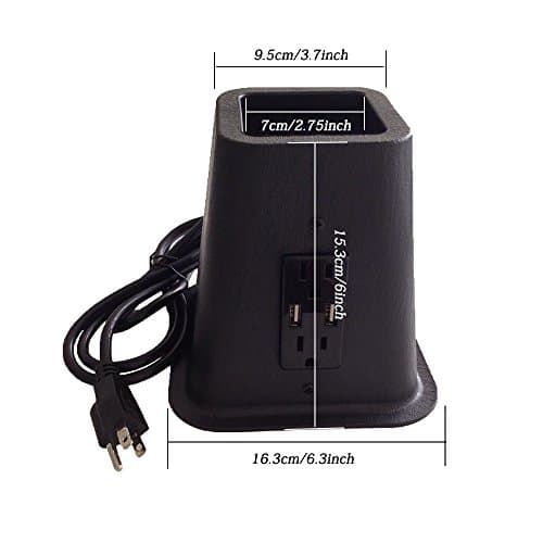 SWEON Bed Risers Stackable Furniture Riser with USB Ports & Outlets Raise 6 Inch Heavy Duty Set of 4 Pieces (Black)