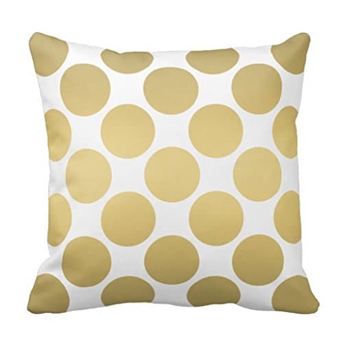 Large Polka Dots Pattern Gold And White Pillow Case
