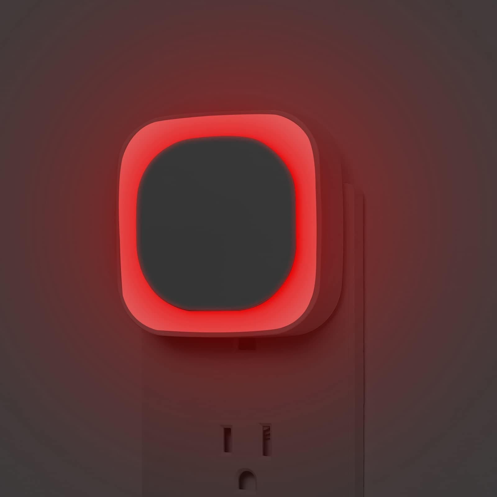 2 Pack Plug in Dimmable Red Night Light, Auto Dusk to Dawn Sensor, LED Night Light, Soft Glow, Diffused Light, Square Nightlight for Kids, Bathroom, Hallway, Bedroom, Kitchen, as Gifts