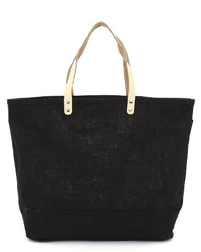 Solid Color Black Jute Burlap Tote Bag - Large