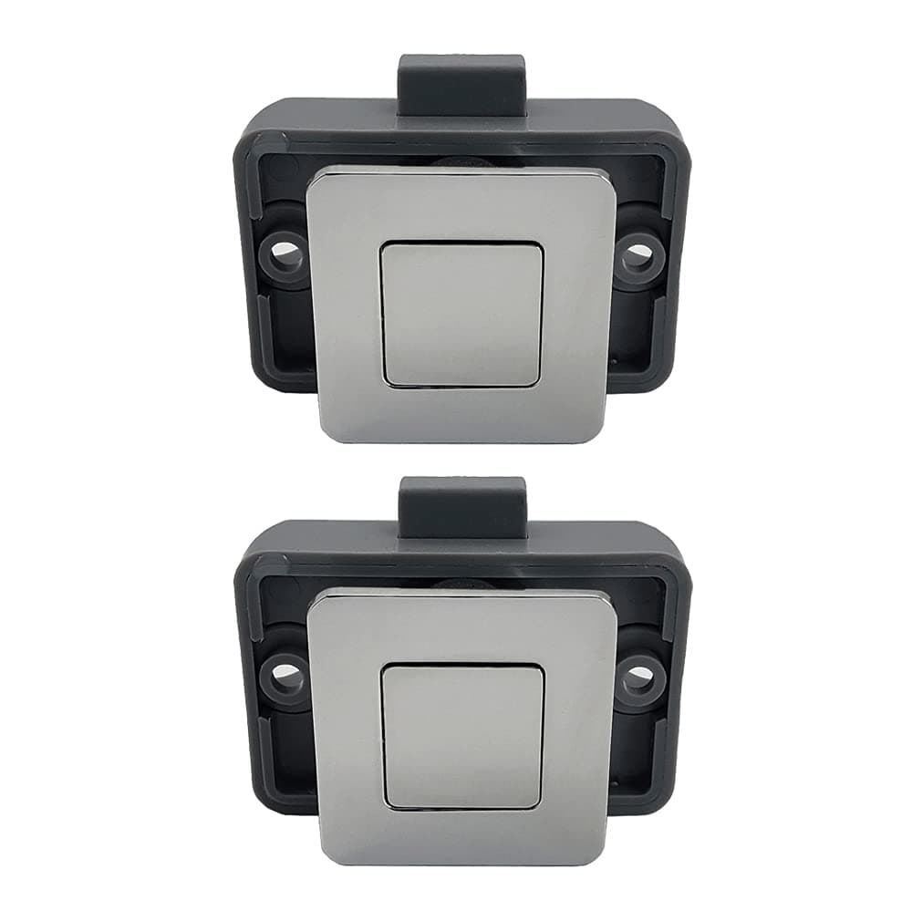 2 Sets PUROCEAN Metal Push Button Latch Square Push Lock Marine Latch for Boats Yachts Motorhome Caravan RV Campers Cabinet and Cupboard Square Shape (Chrome)