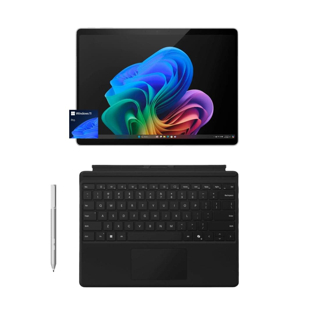Microsoft Surface Pro 11 Bundle, 2-in-1 Tablet with Pro Keyboard and Surface Pen, Copilot+ PC, 13" Touchscreen OLED, Snapdragon X Elite, 32GB RAM, 2TB SSD, Windows 11 Pro, Platinum