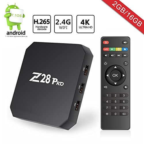 Android TV Box, Z28 Pro Smart TV Box Android 7.1 OS 2GB RAM 16GB ROM, RK3328 Quad-Core 64Bit / Support Expanded Storage up to 64GB / 2.4G WiFi / VP9 H.265 / DLNA AirPlay / 4K Smart Media Player