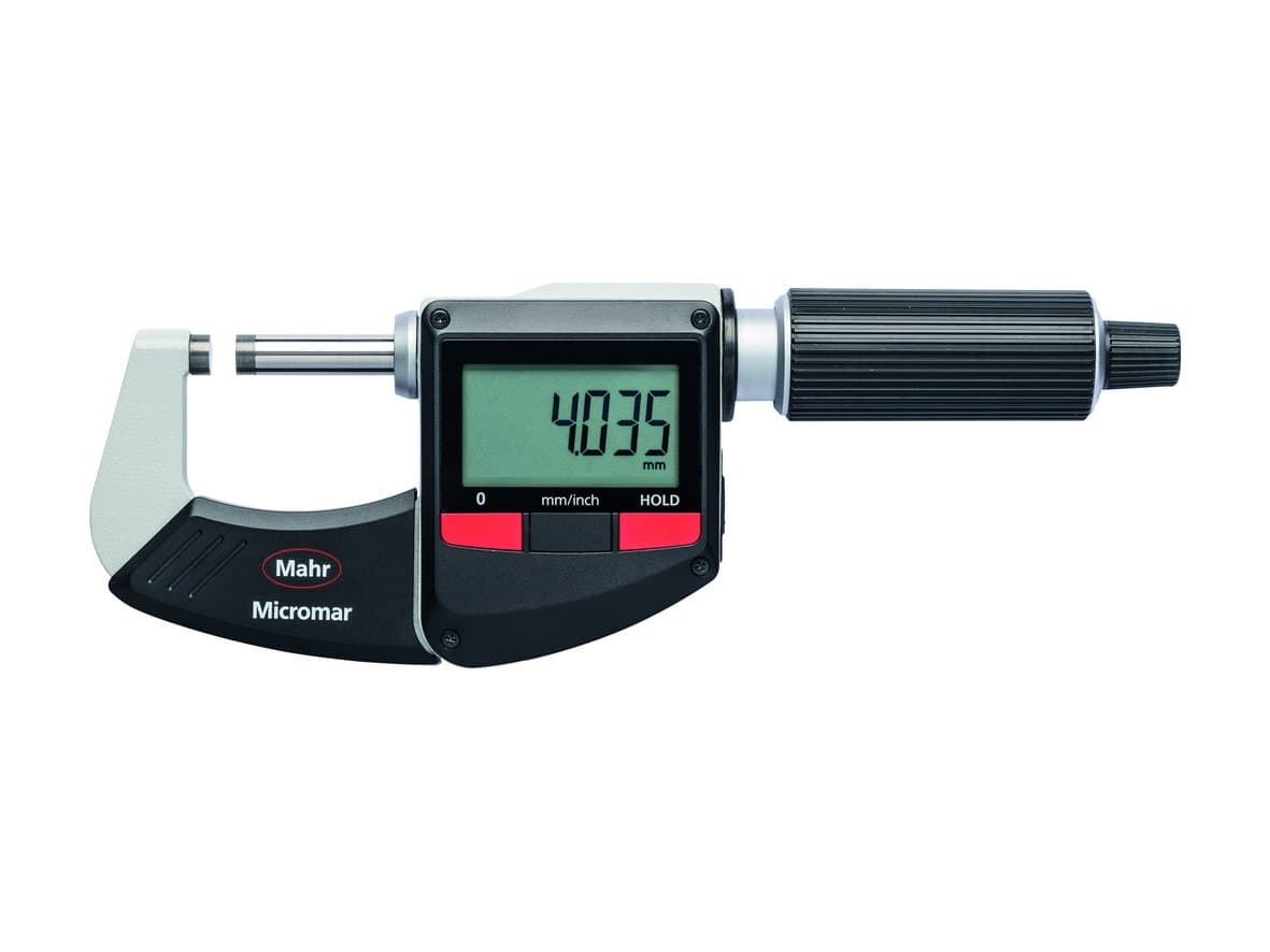 Micromar 40 ER Digital Micrometer, 0-1" with Reference System, 0.00005"/0.001mm Graduation, Black/Red
