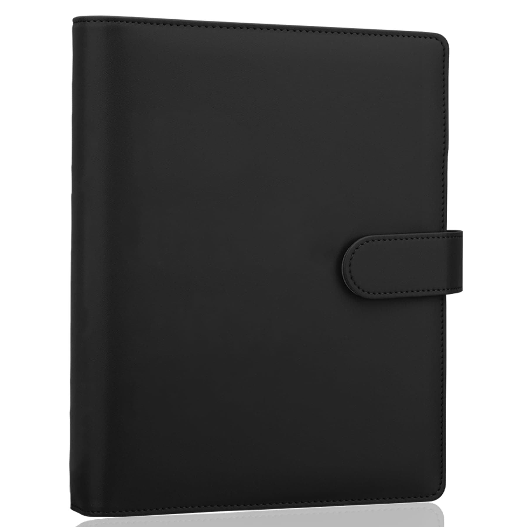 Antner A5 PU Leather 6-Ring Notebook Binder Cover for Filler Paper, Refillable Personal Planner Budget With Magnetic Buckle Closure, Black